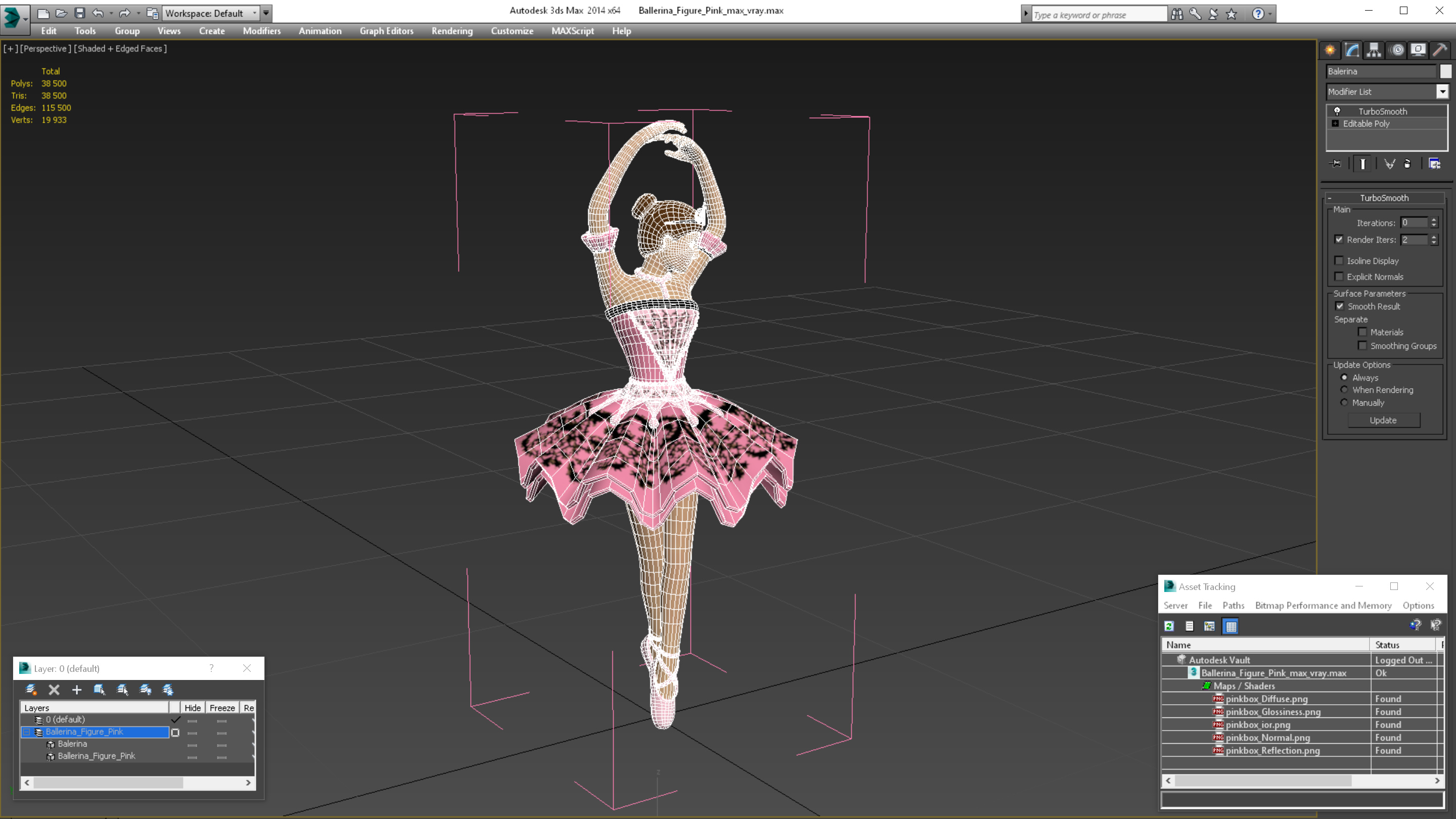 3D Ballerina Figure Pink