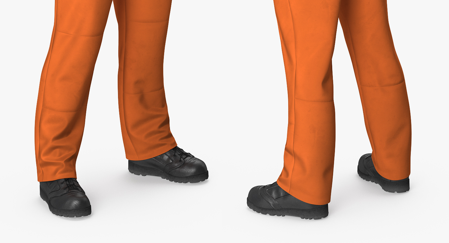 Worker In Orange Overalls Rigged 3D