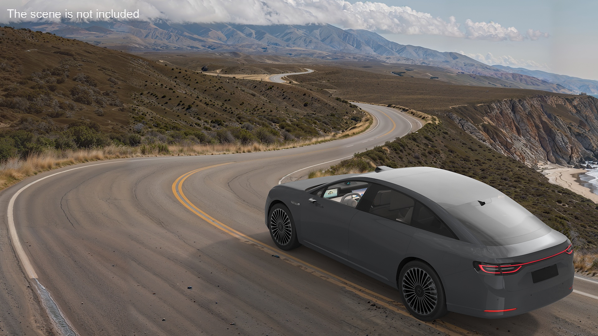 3D Sleek Modern Sedan Gray model