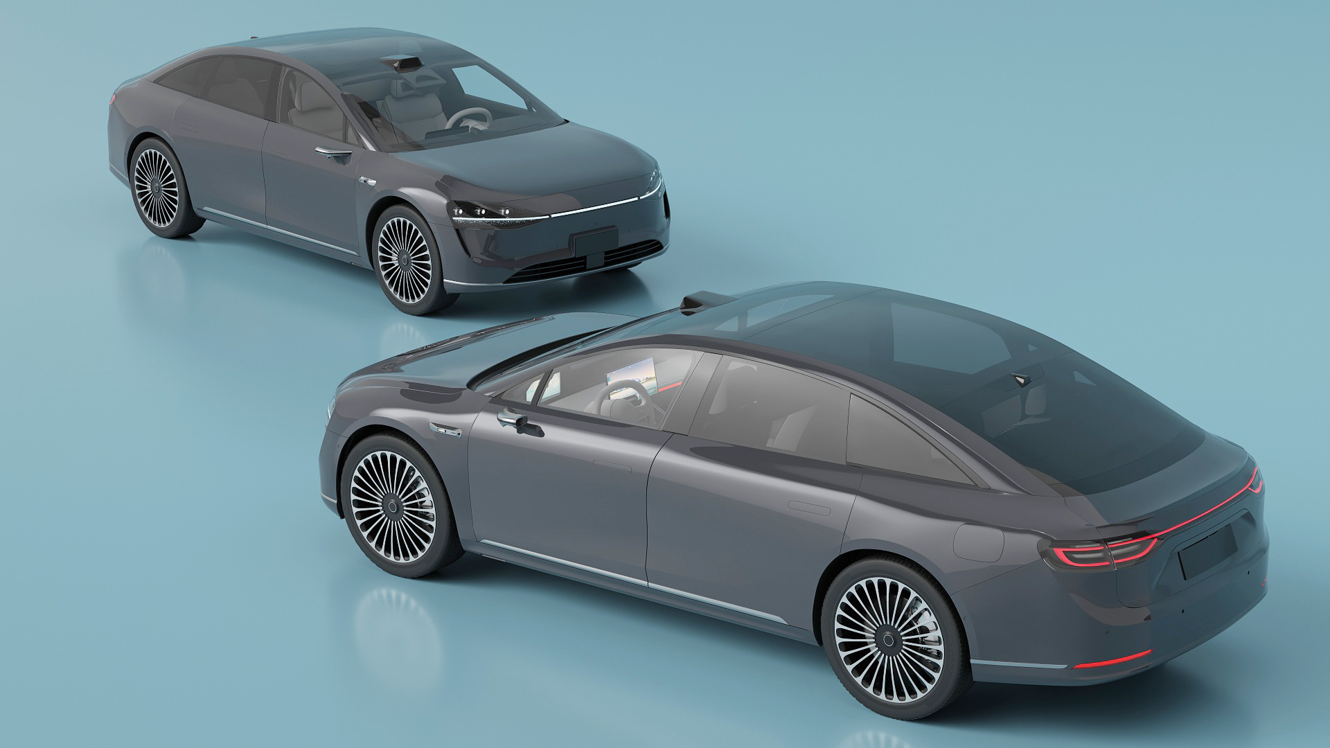 3D Sleek Modern Sedan Gray model