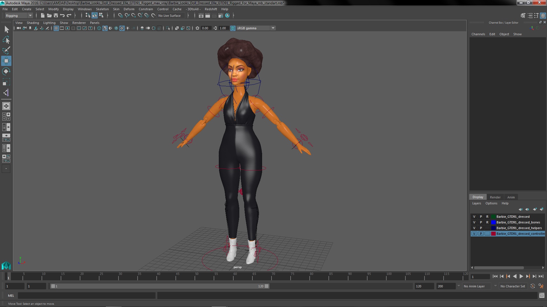 Barbie Looks Doll Dressed Elle GTD91 Rigged for Maya 3D