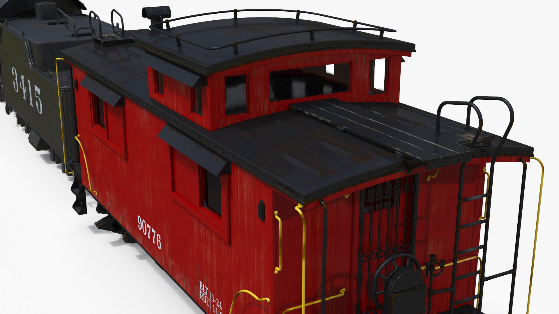 3D model Steam Engine with Caboose