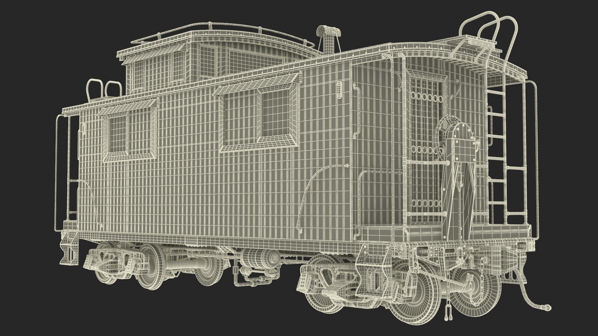 3D model Steam Engine with Caboose