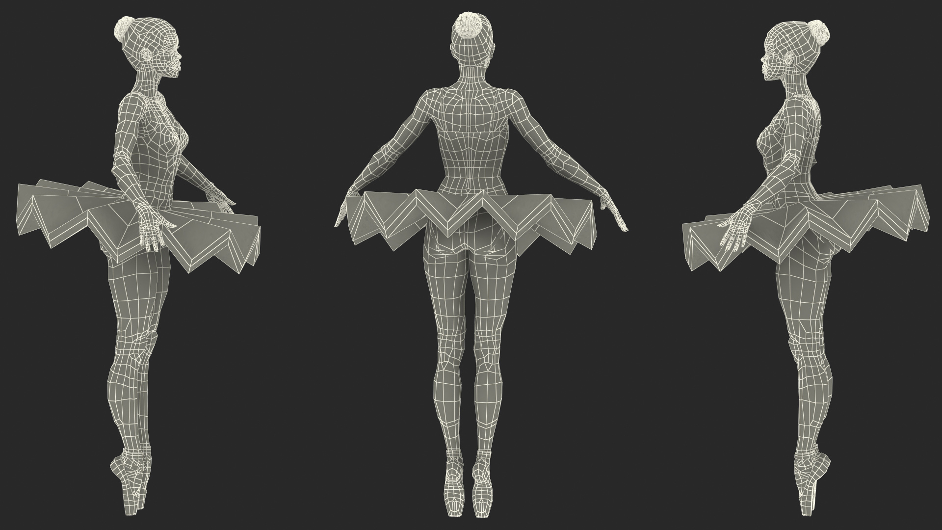 3D Light Skinned Black Ballerina Rigged