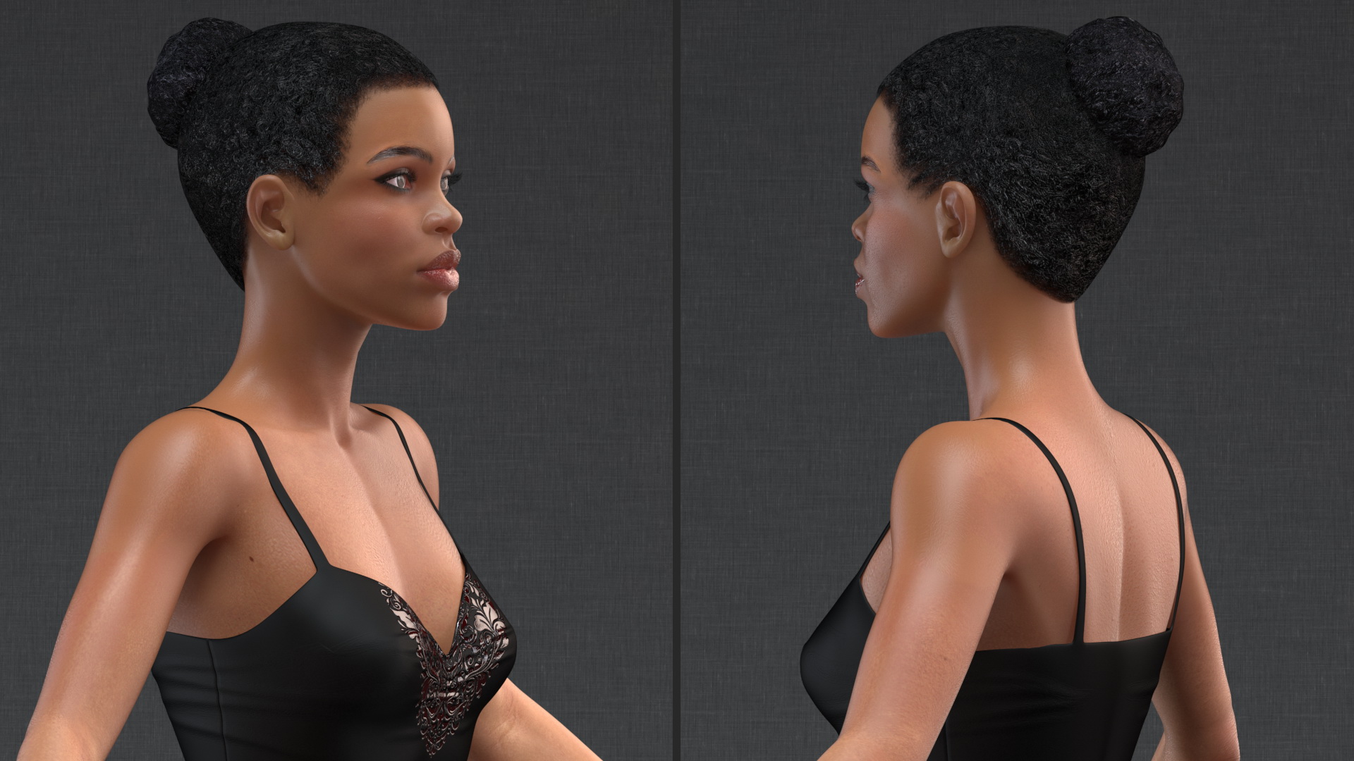 3D Light Skinned Black Ballerina Rigged