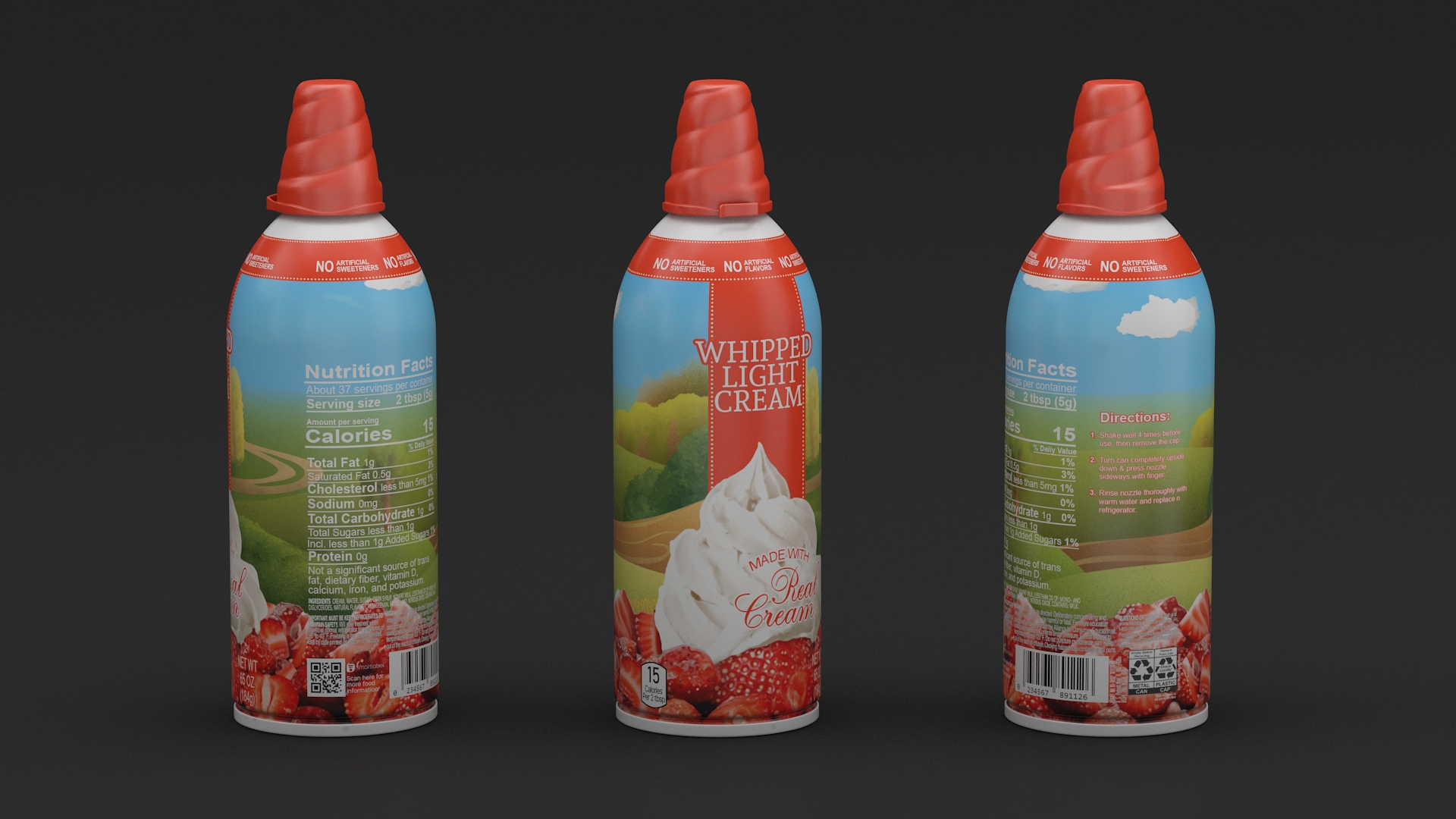 3D Whipped Light Cream Can model