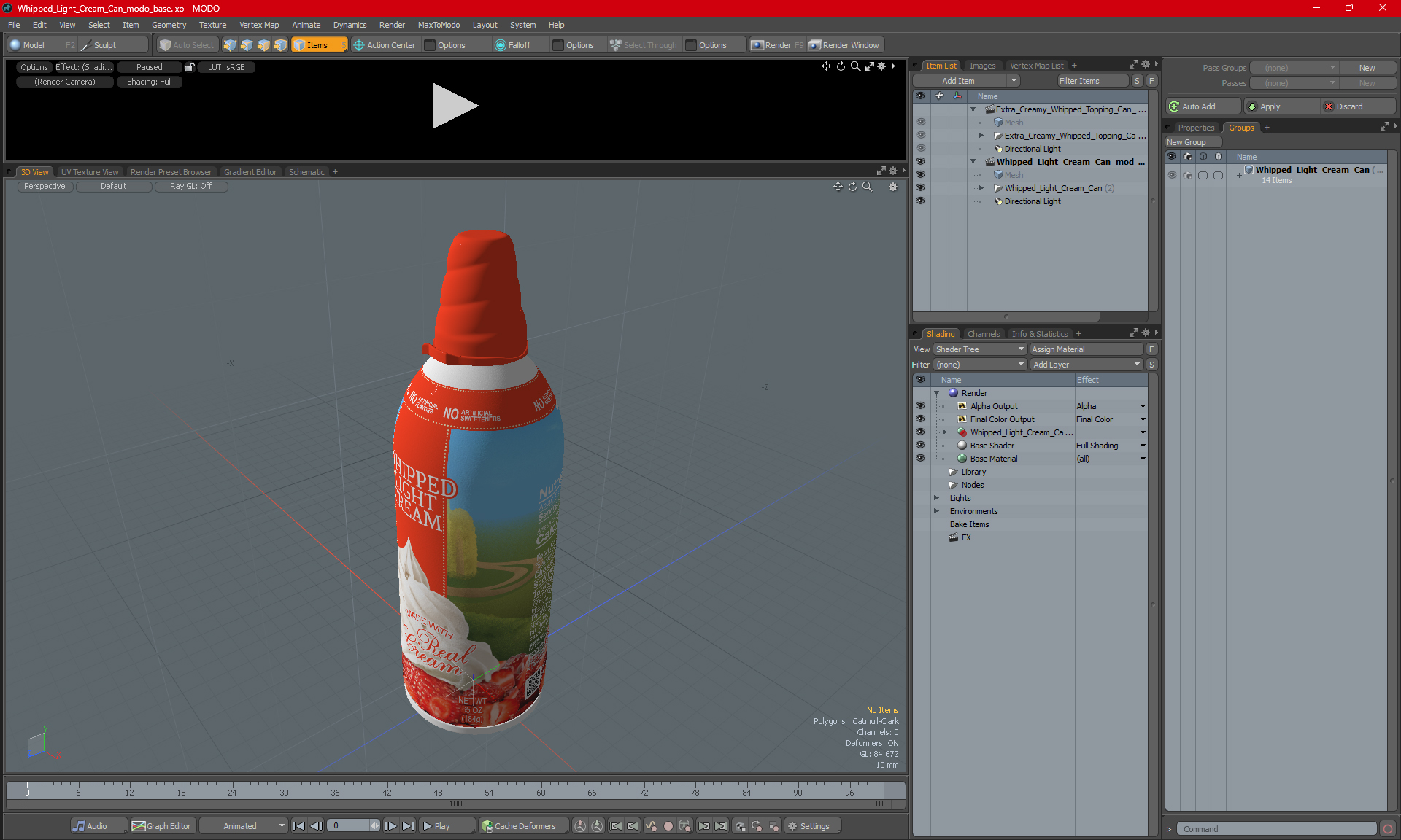 3D Whipped Light Cream Can model