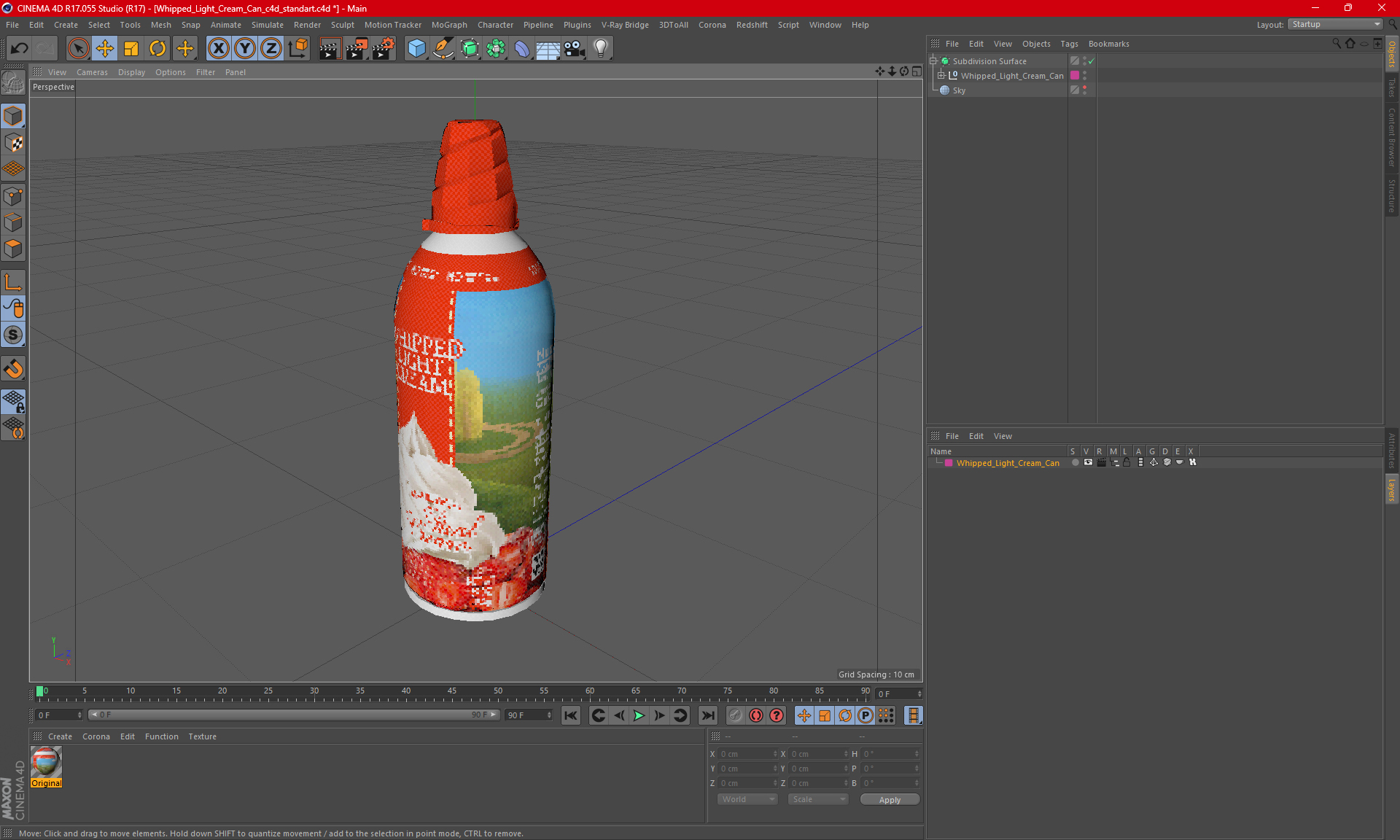 3D Whipped Light Cream Can model