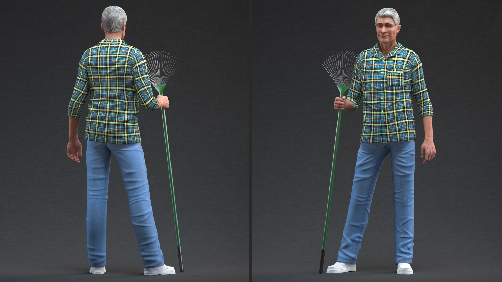 Elderly Man Homewear Rigged 3D