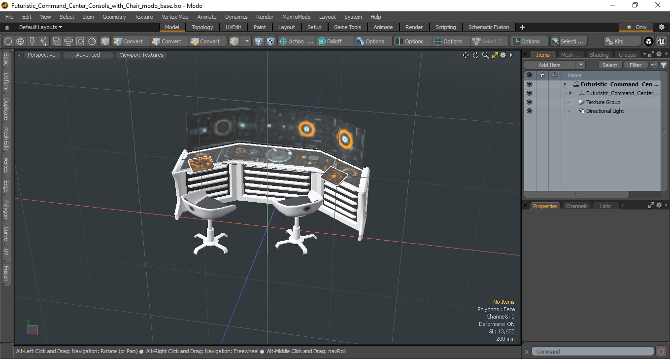 Futuristic Command Center Console with Chair 3D model