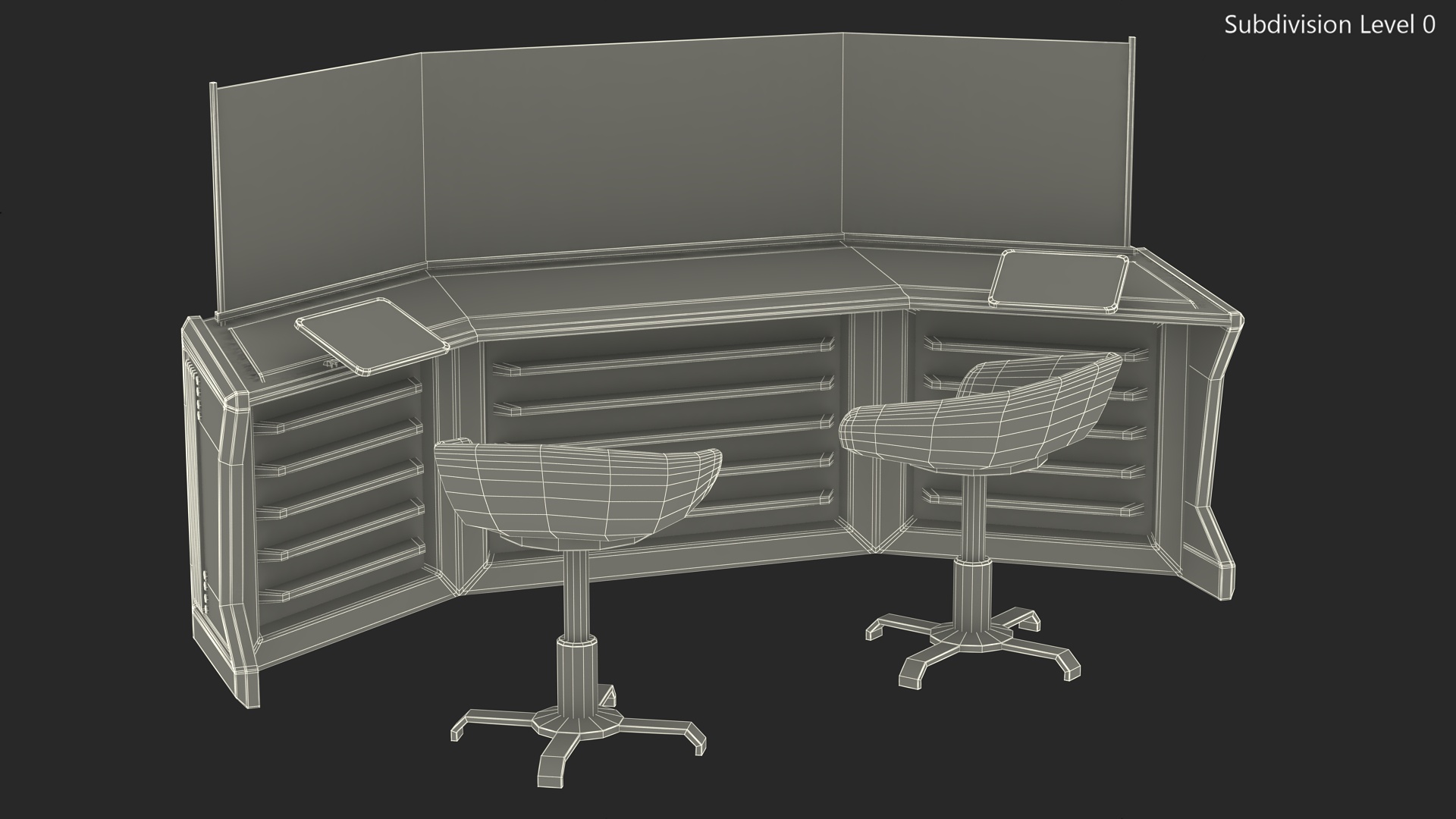 Futuristic Command Center Console with Chair 3D model