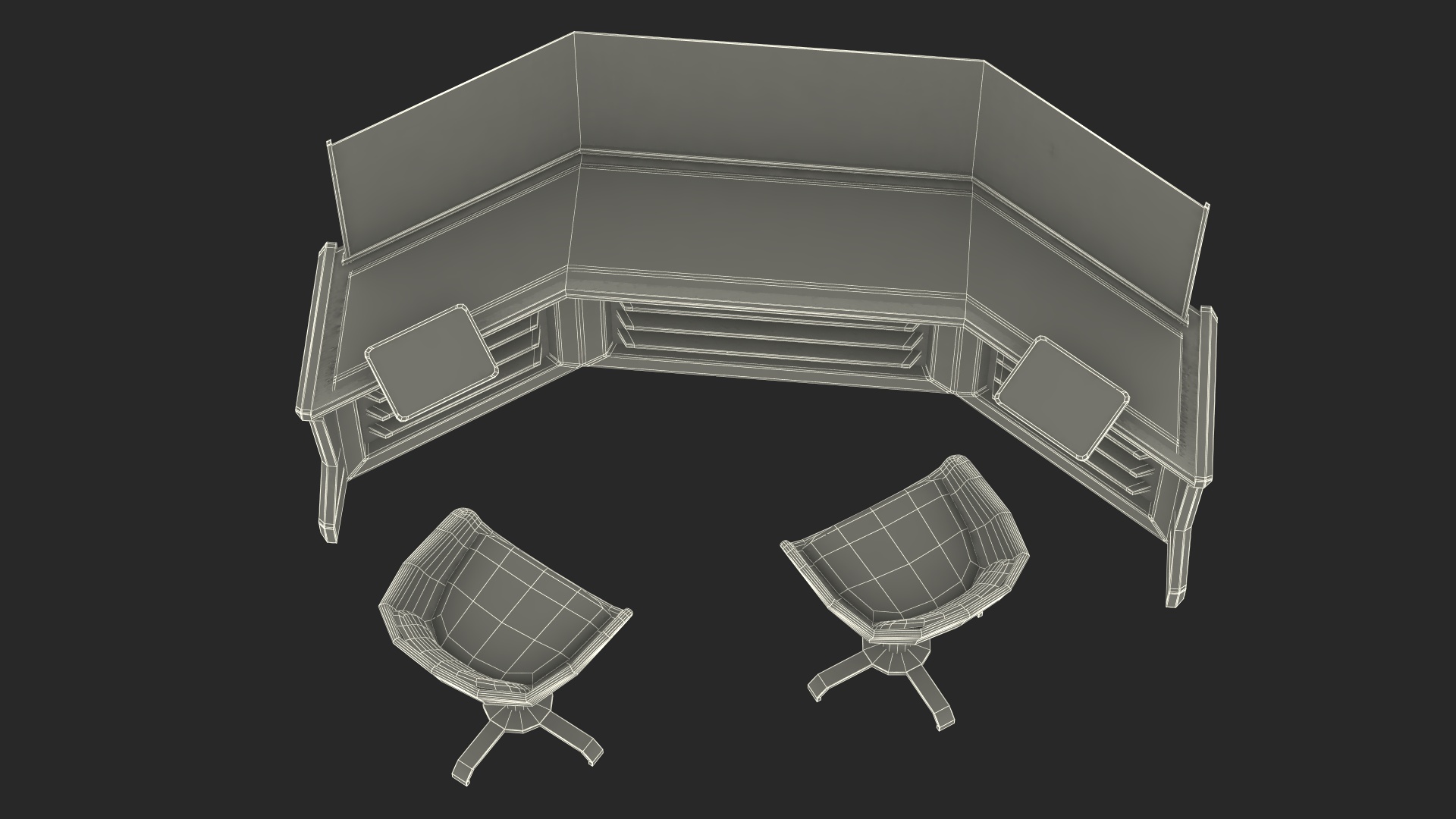 Futuristic Command Center Console with Chair 3D model