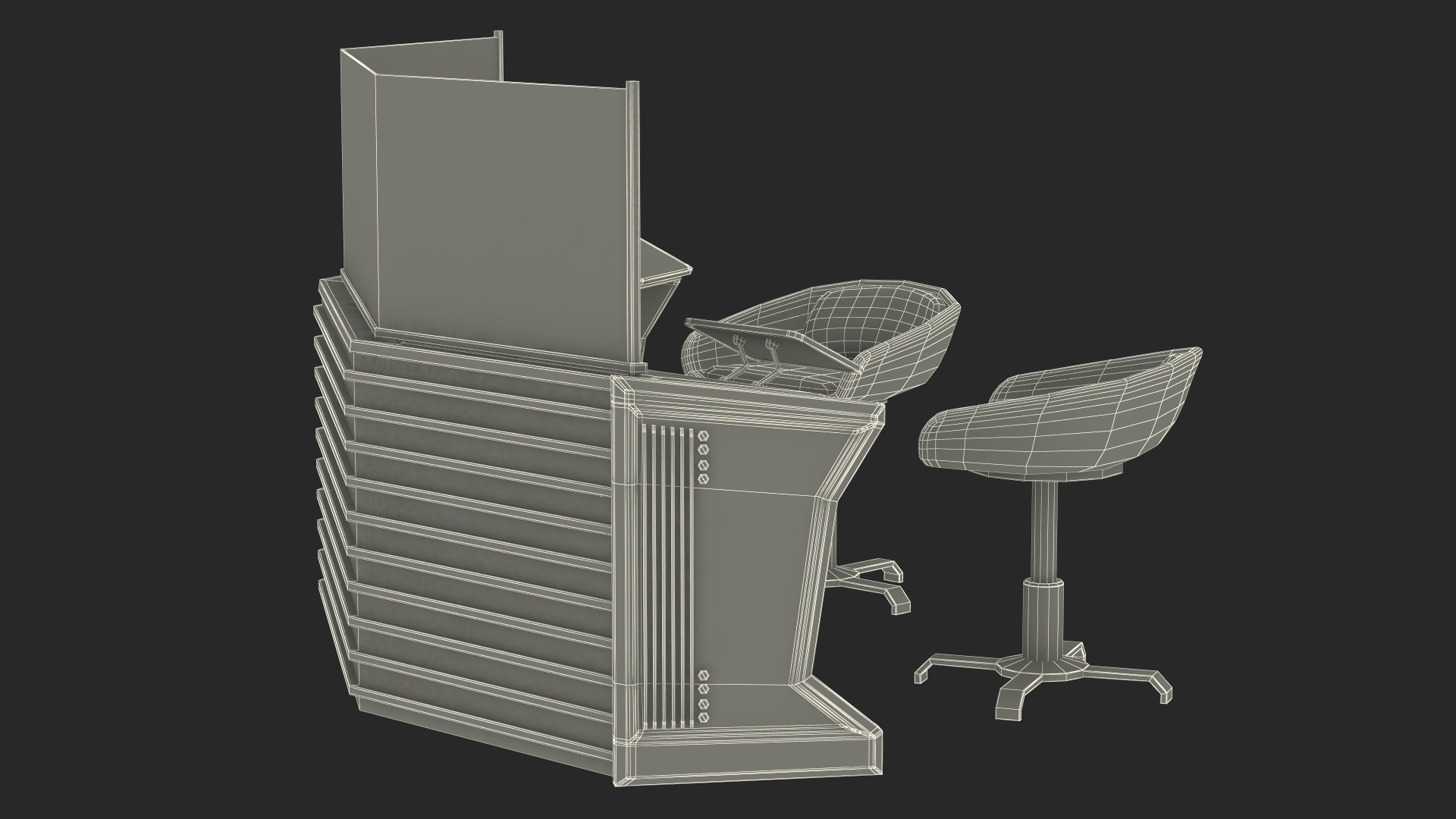 Futuristic Command Center Console with Chair 3D model