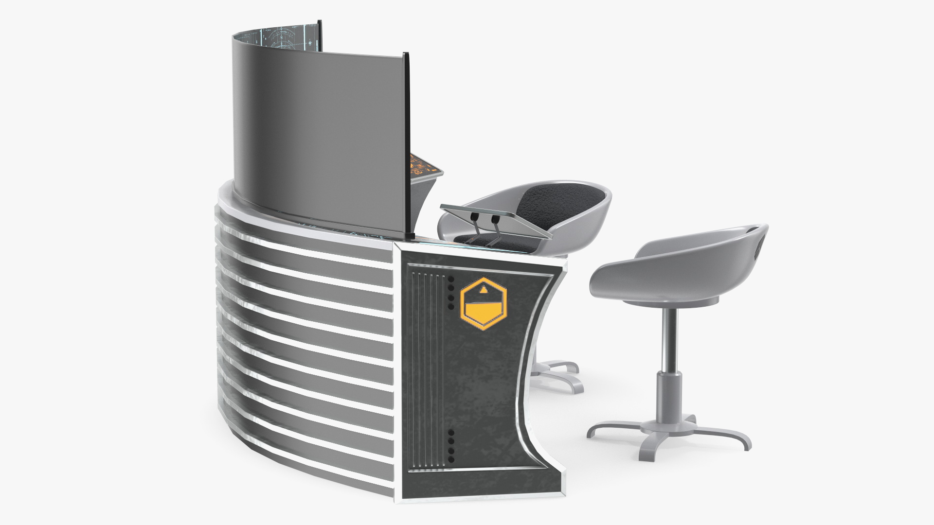 Futuristic Command Center Console with Chair 3D model