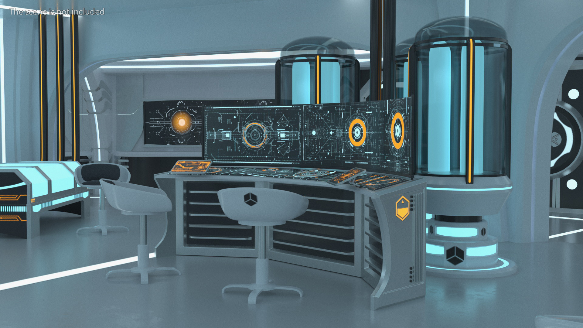 Futuristic Command Center Console with Chair 3D model