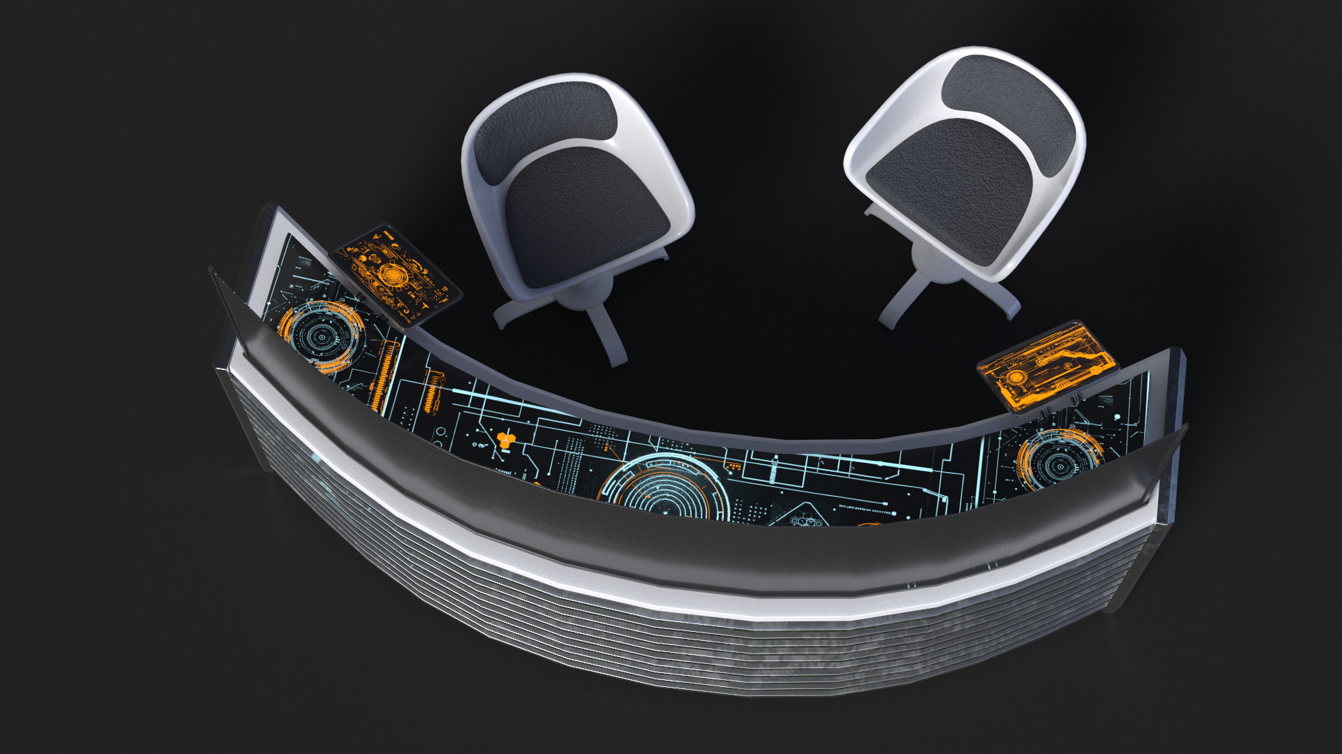 Futuristic Command Center Console with Chair 3D model