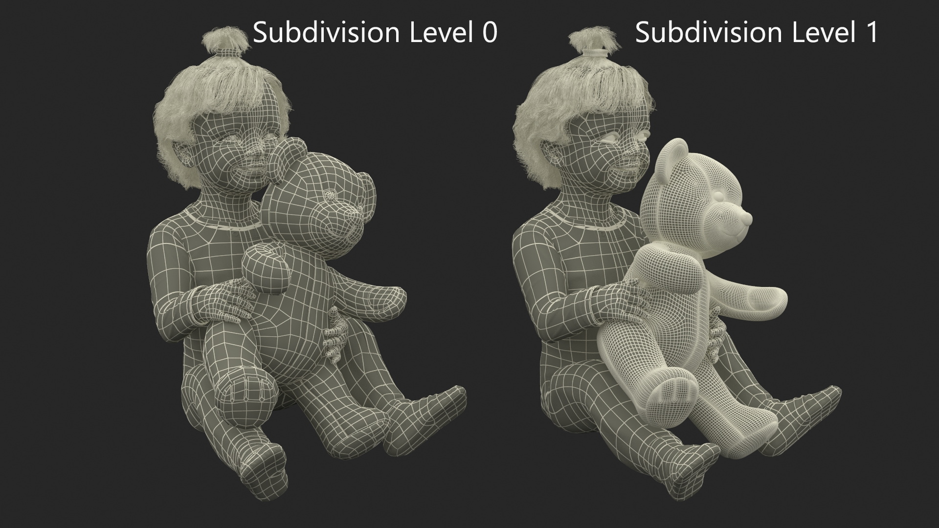 3D model Baby Girl with Teddy Bear