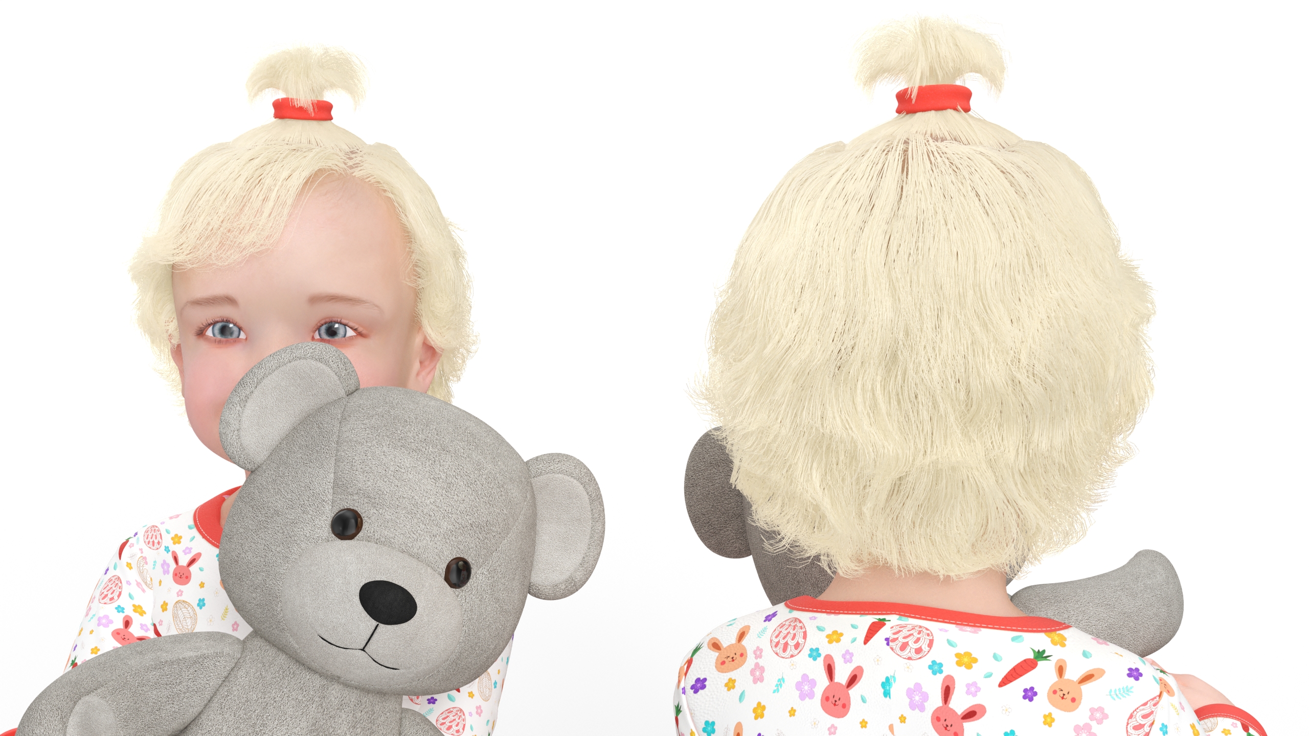 3D model Baby Girl with Teddy Bear