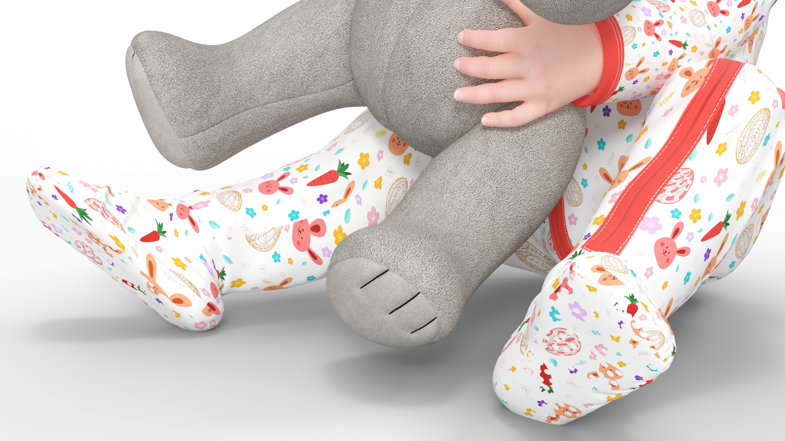 3D model Baby Girl with Teddy Bear