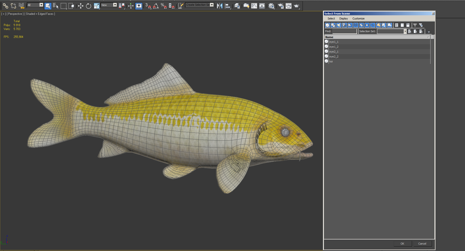 Yellow Koi Ogon Fish Rigged 3D