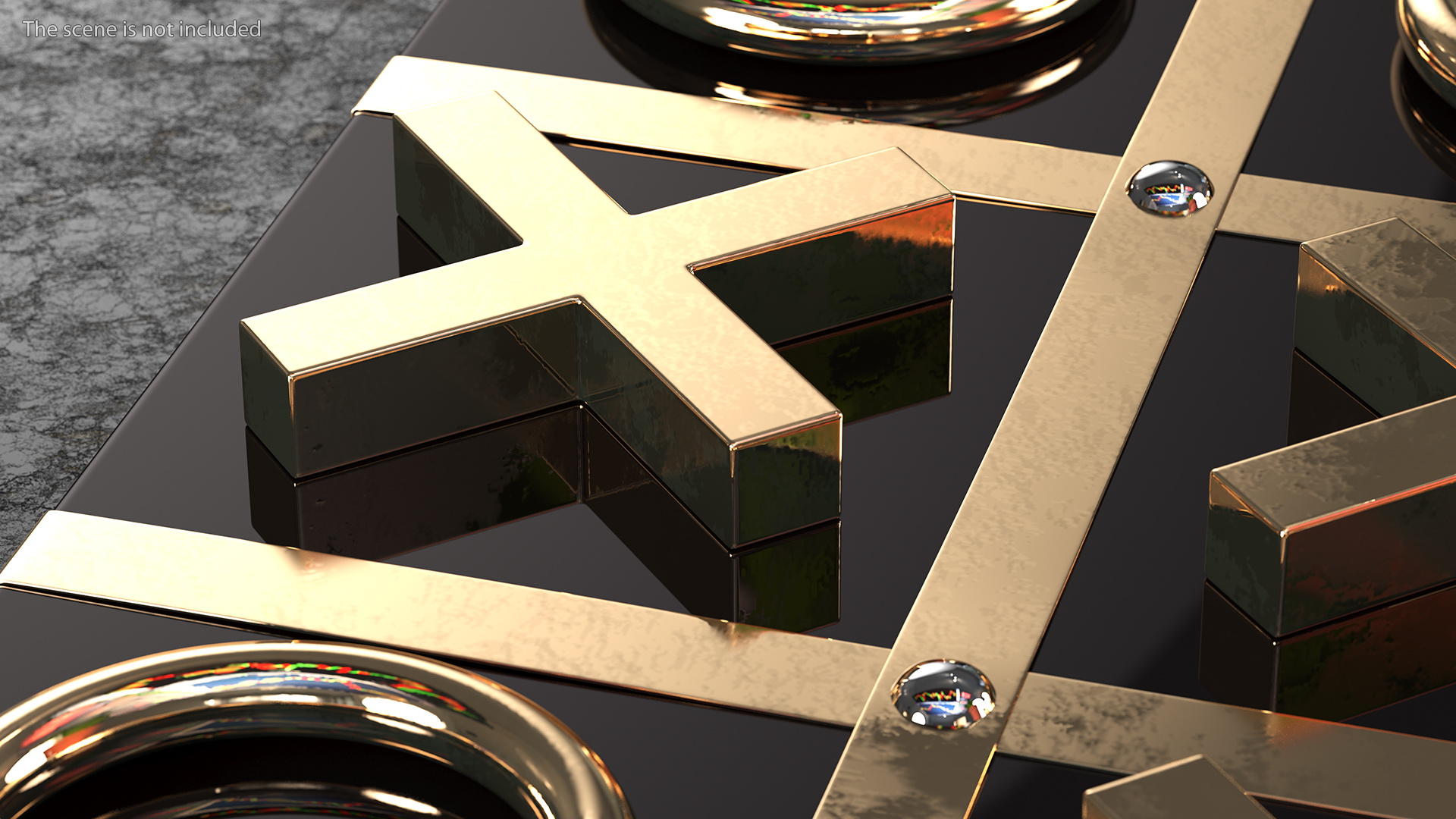 3D model Black and Gold Tic Tac Toe Set