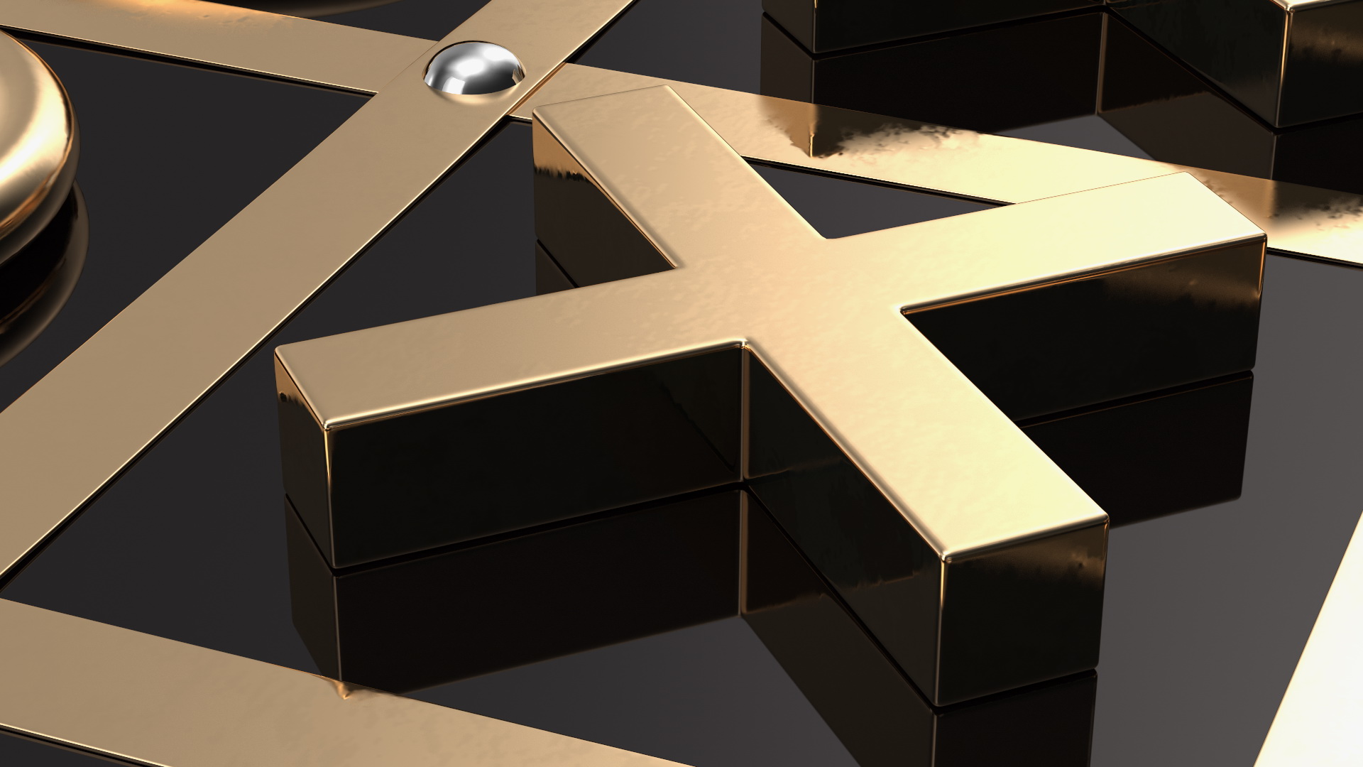 3D model Black and Gold Tic Tac Toe Set