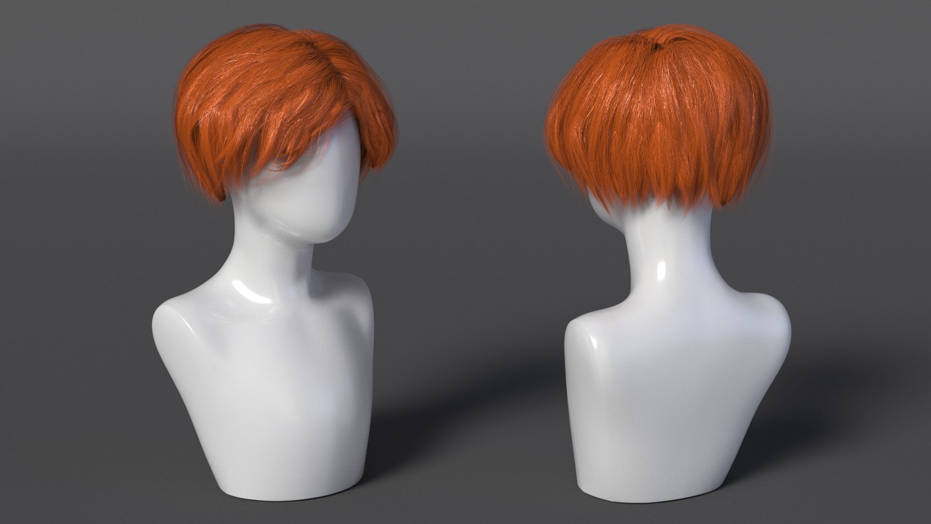 3D Short Hair Wig Red model