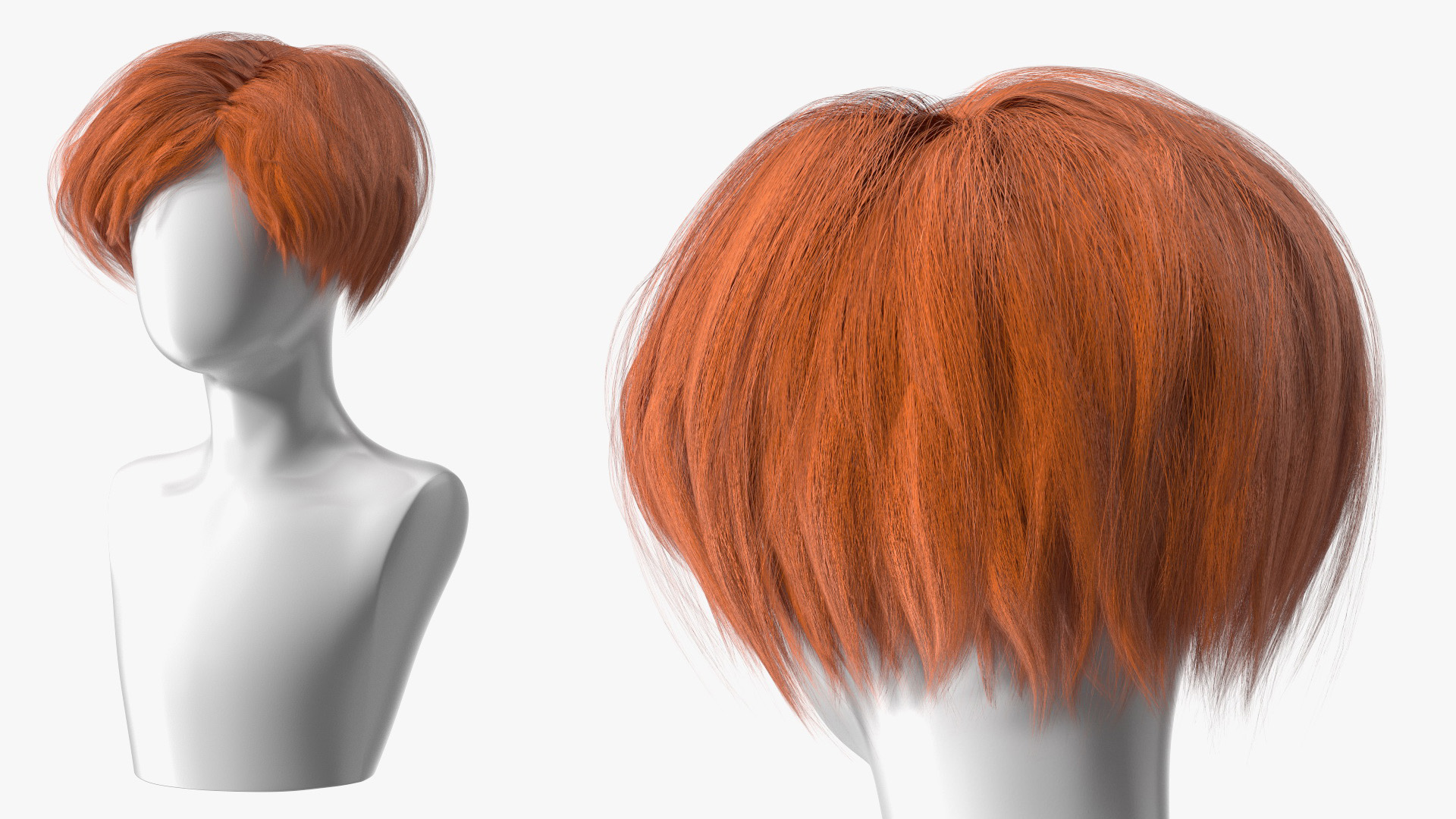 3D Short Hair Wig Red model