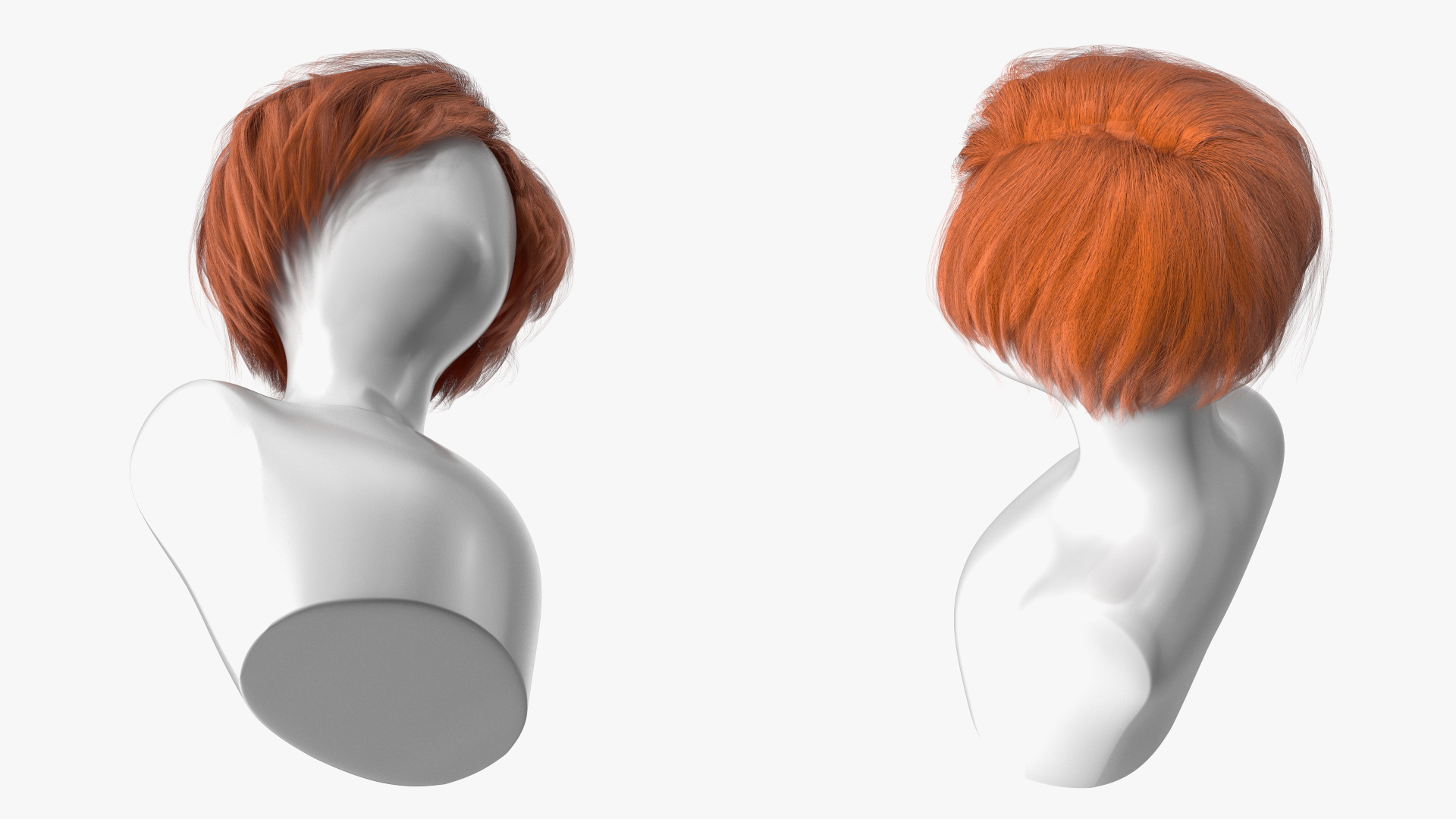 3D Short Hair Wig Red model