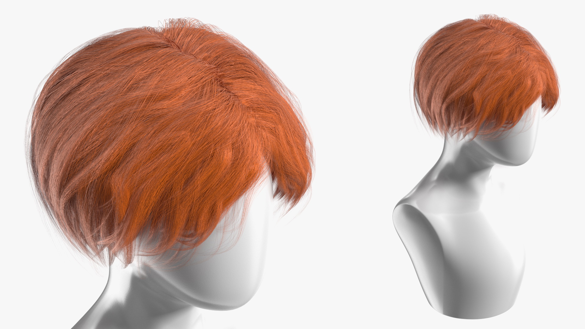 3D Short Hair Wig Red model