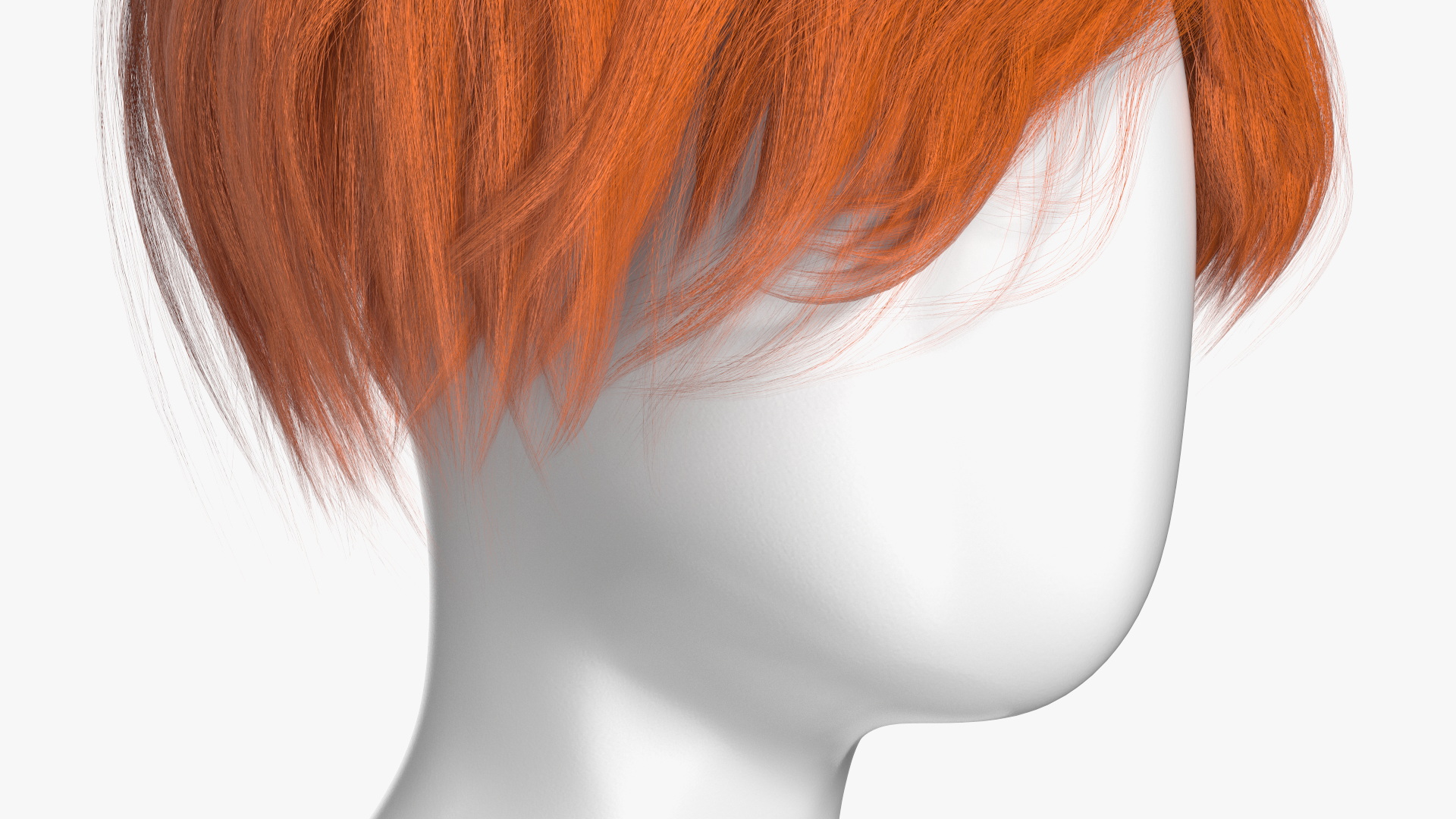 3D Short Hair Wig Red model