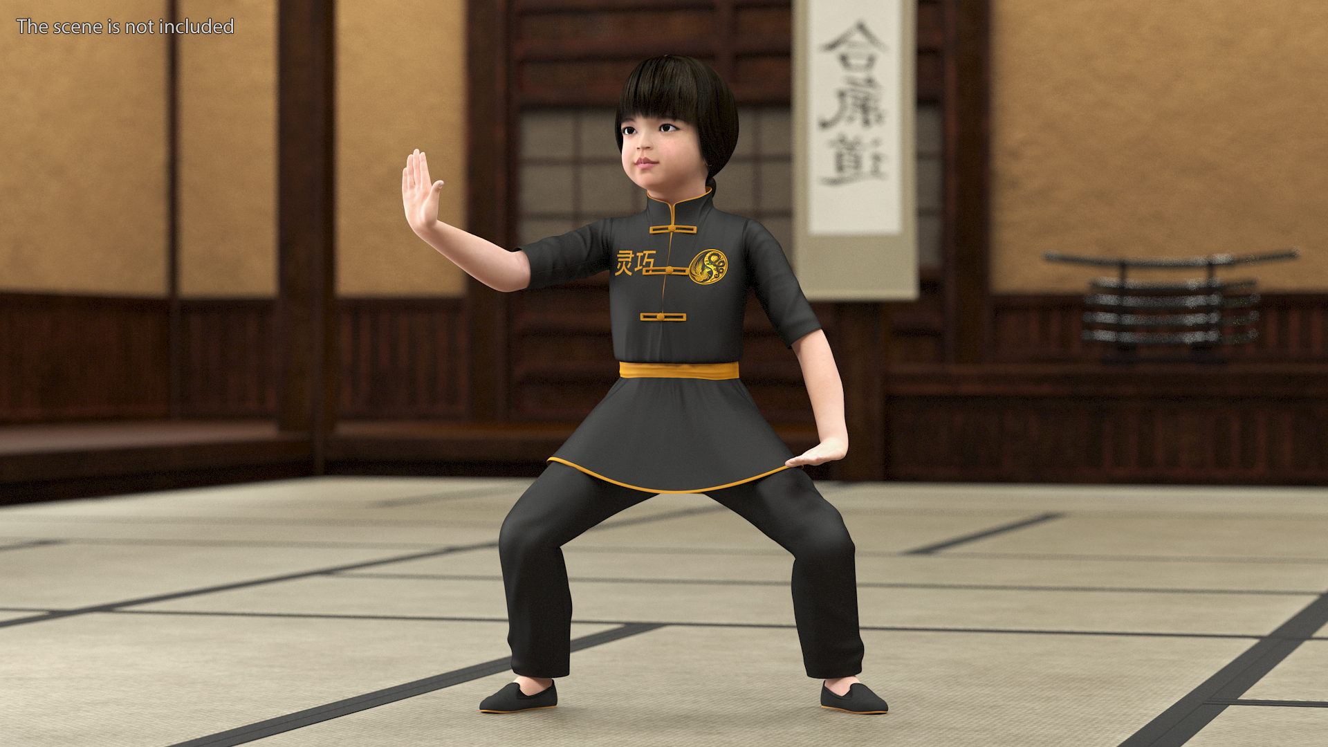 3D Chinese Baby Girl Doing Kung Fu