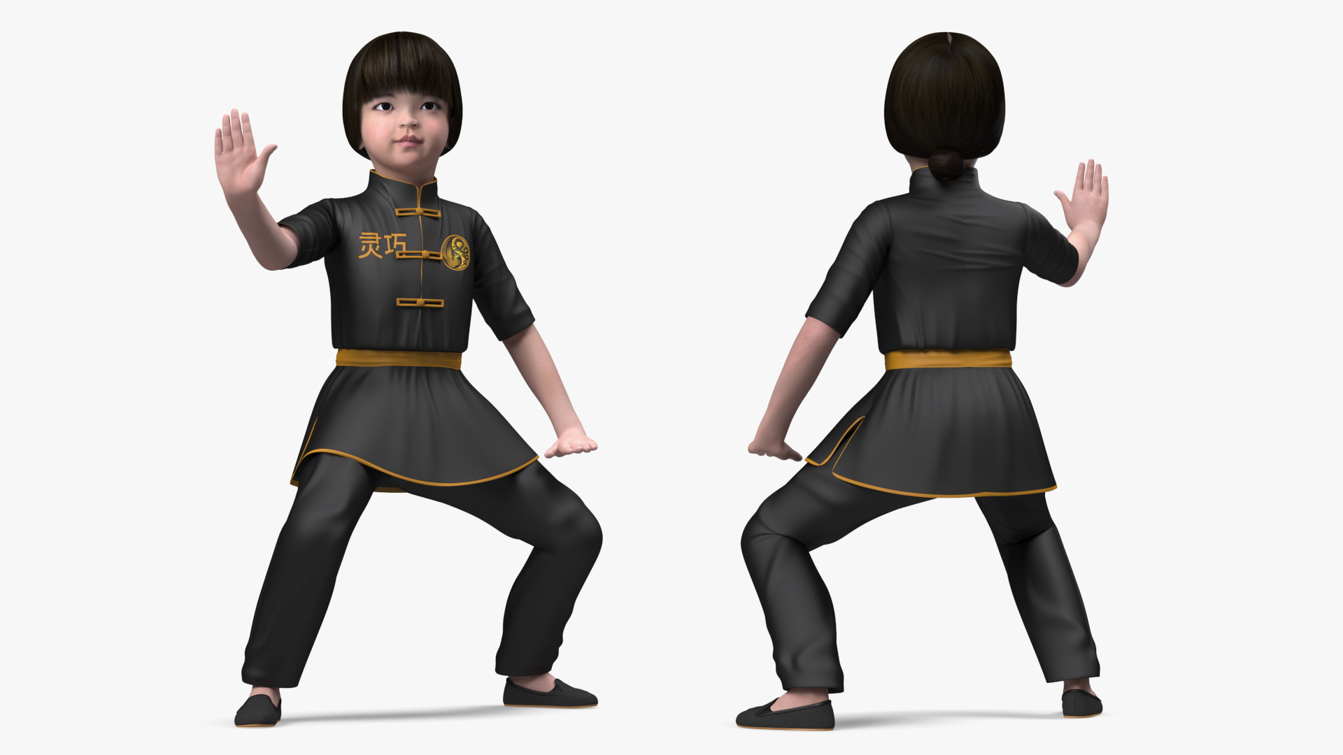 3D Chinese Baby Girl Doing Kung Fu