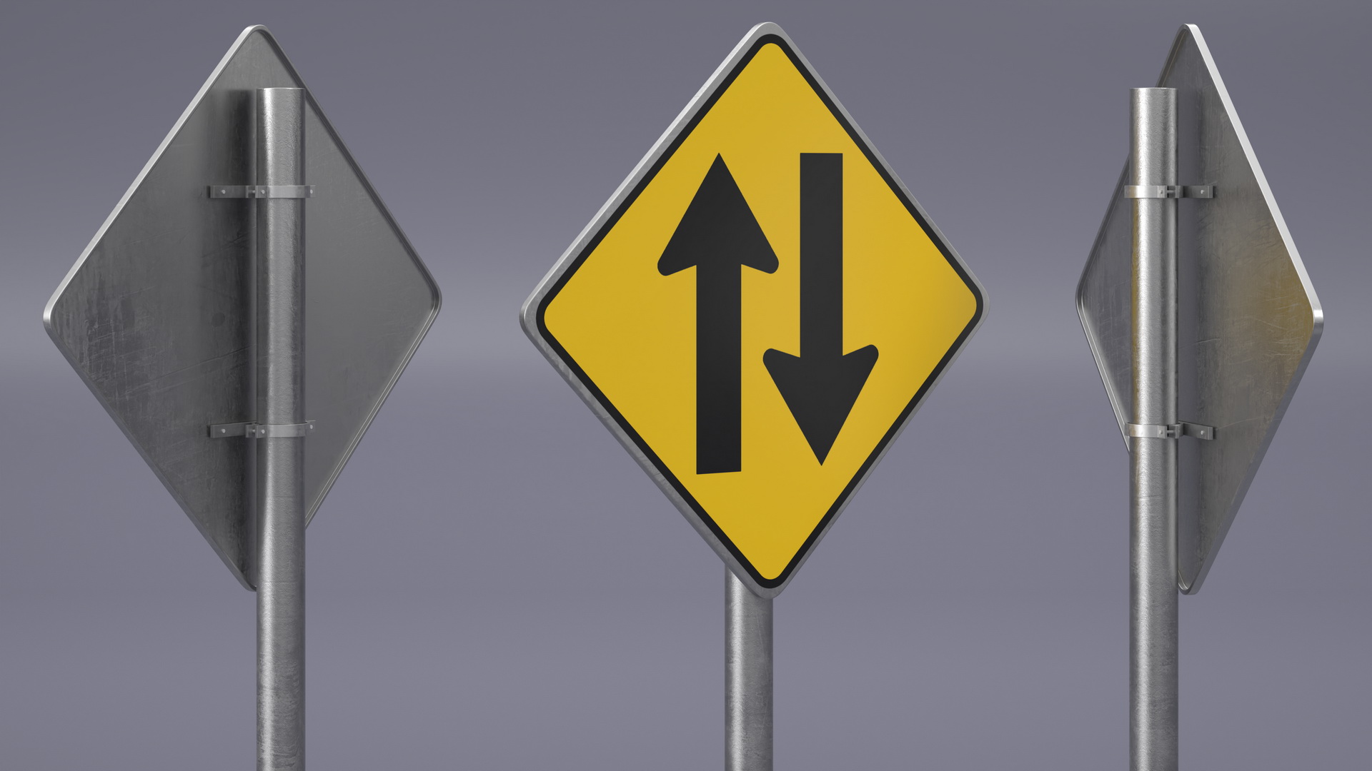 3D model Road Sign Two Way Traffic