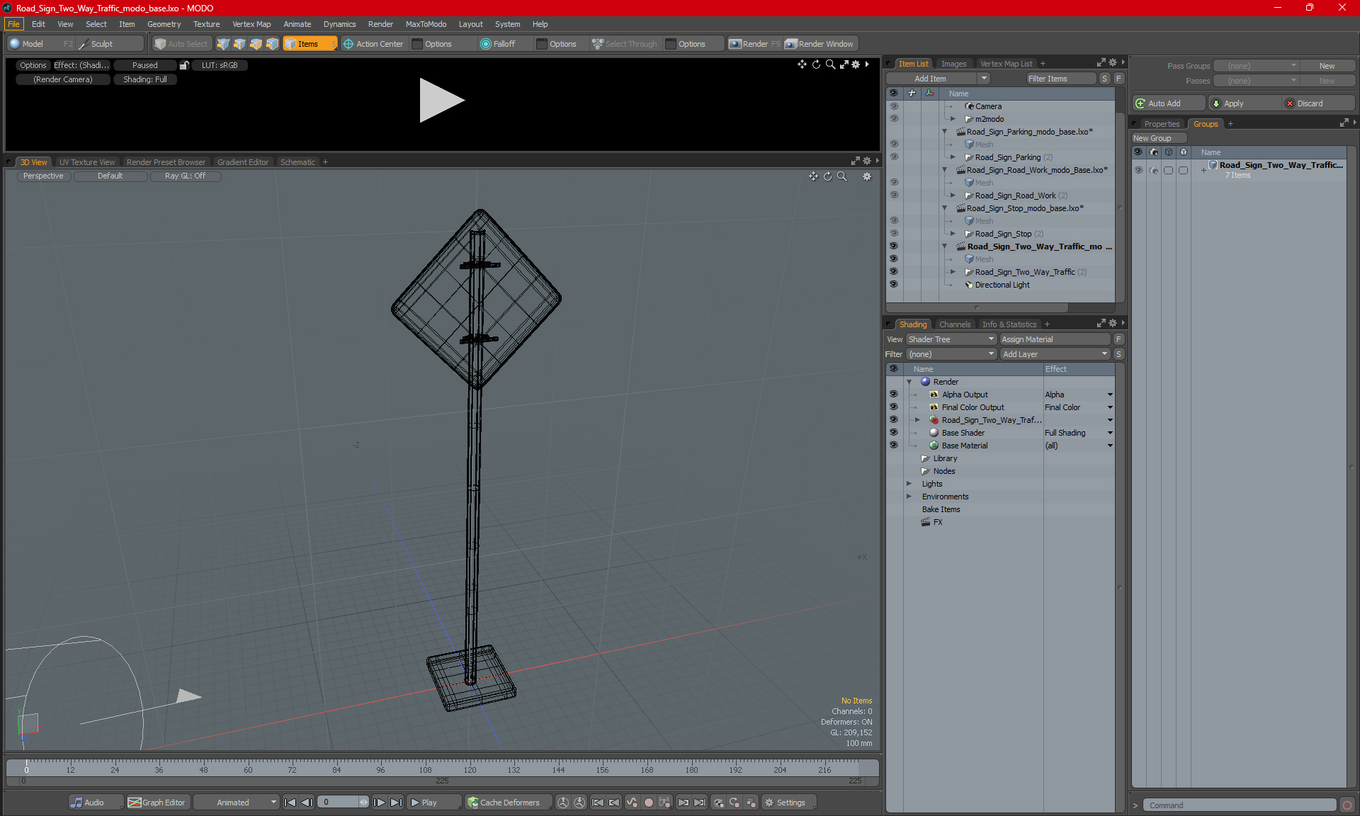 3D model Road Sign Two Way Traffic