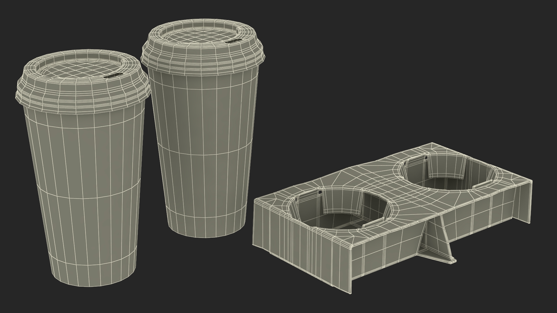 3D model Cardboard Carrier with 2 Coffee Cup