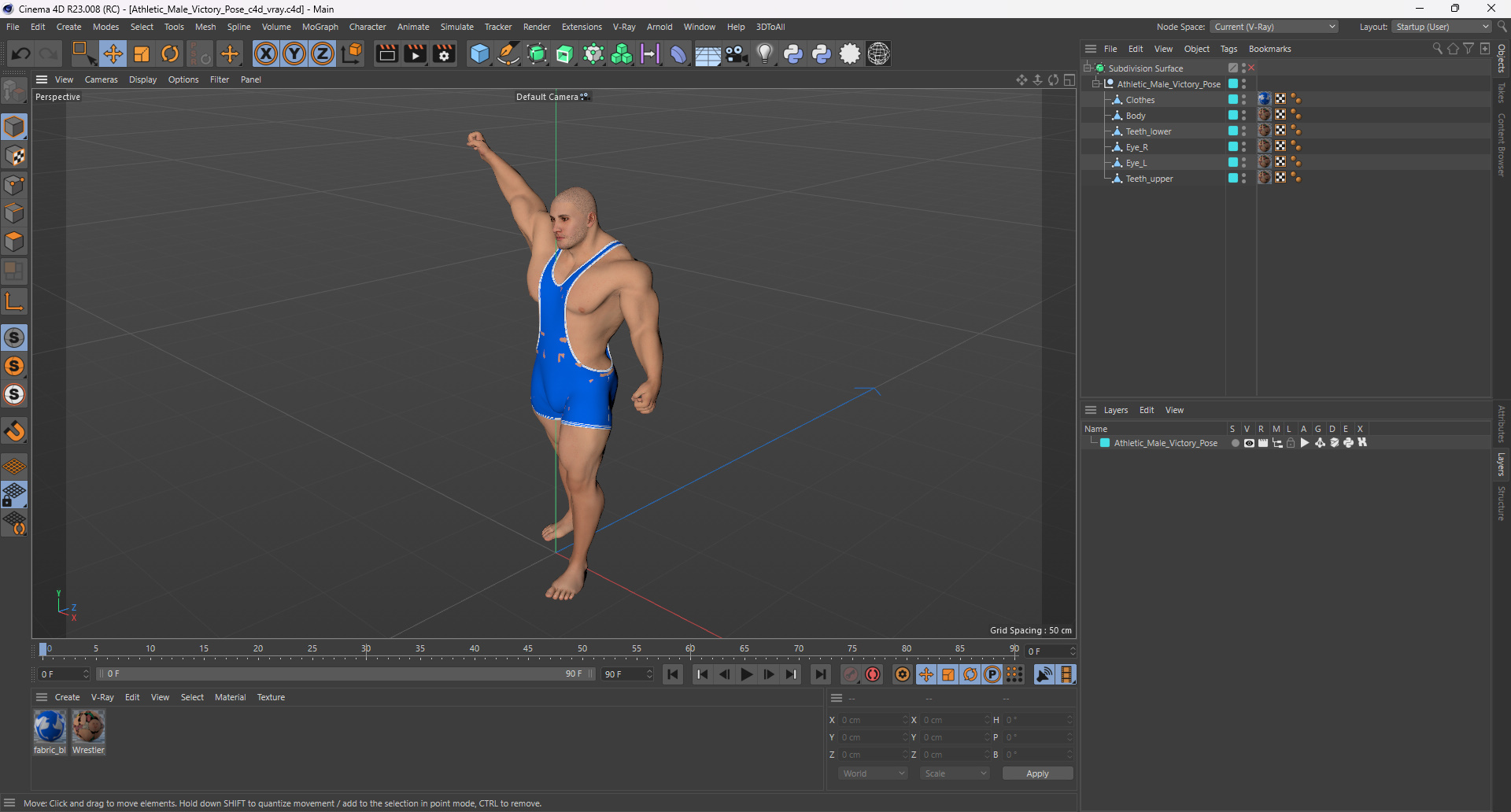 3D Athletic Male Victory Pose in Asics Blue Singlet model