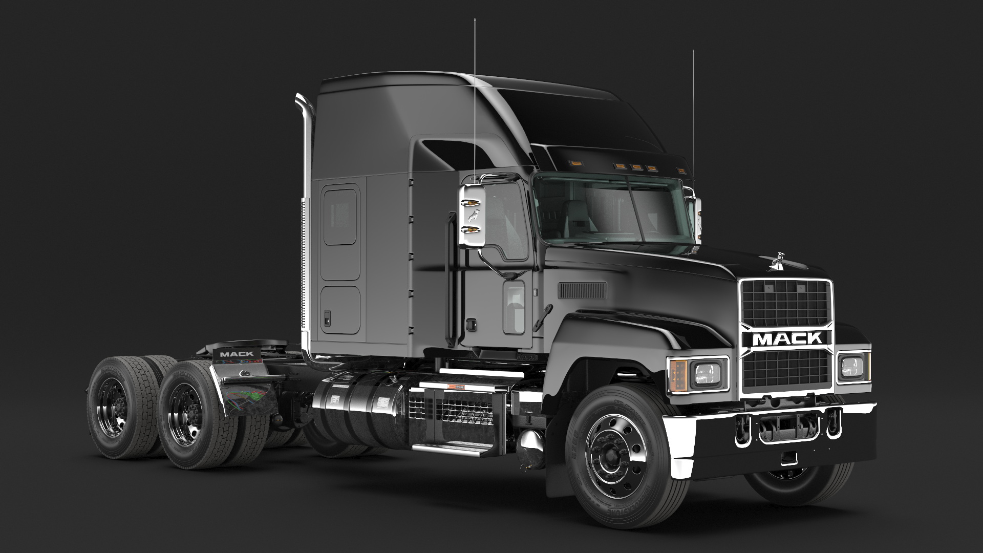 3D model Mack Pinnacle 2025 Semi Truck Black