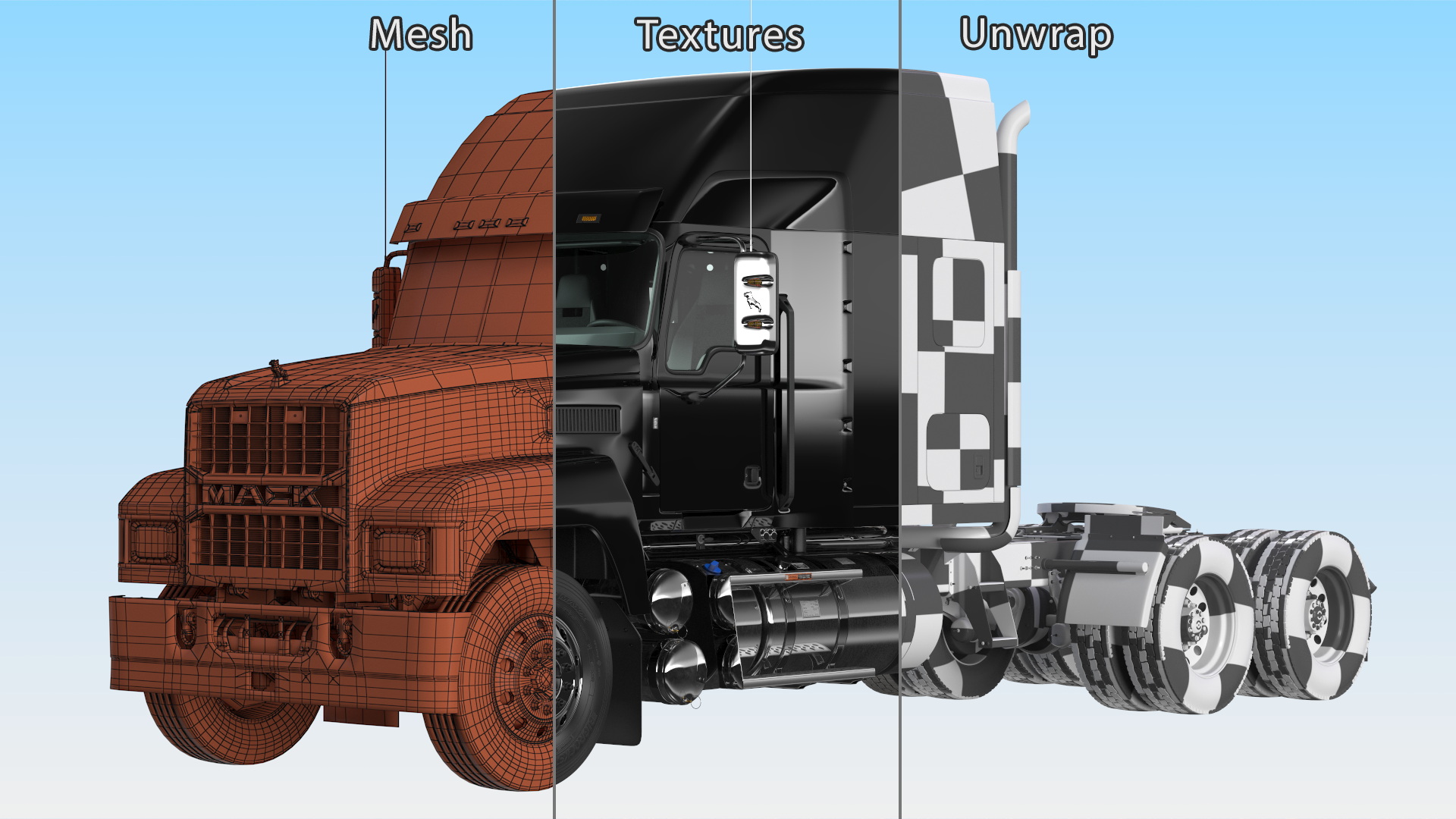 3D model Mack Pinnacle 2025 Semi Truck Black