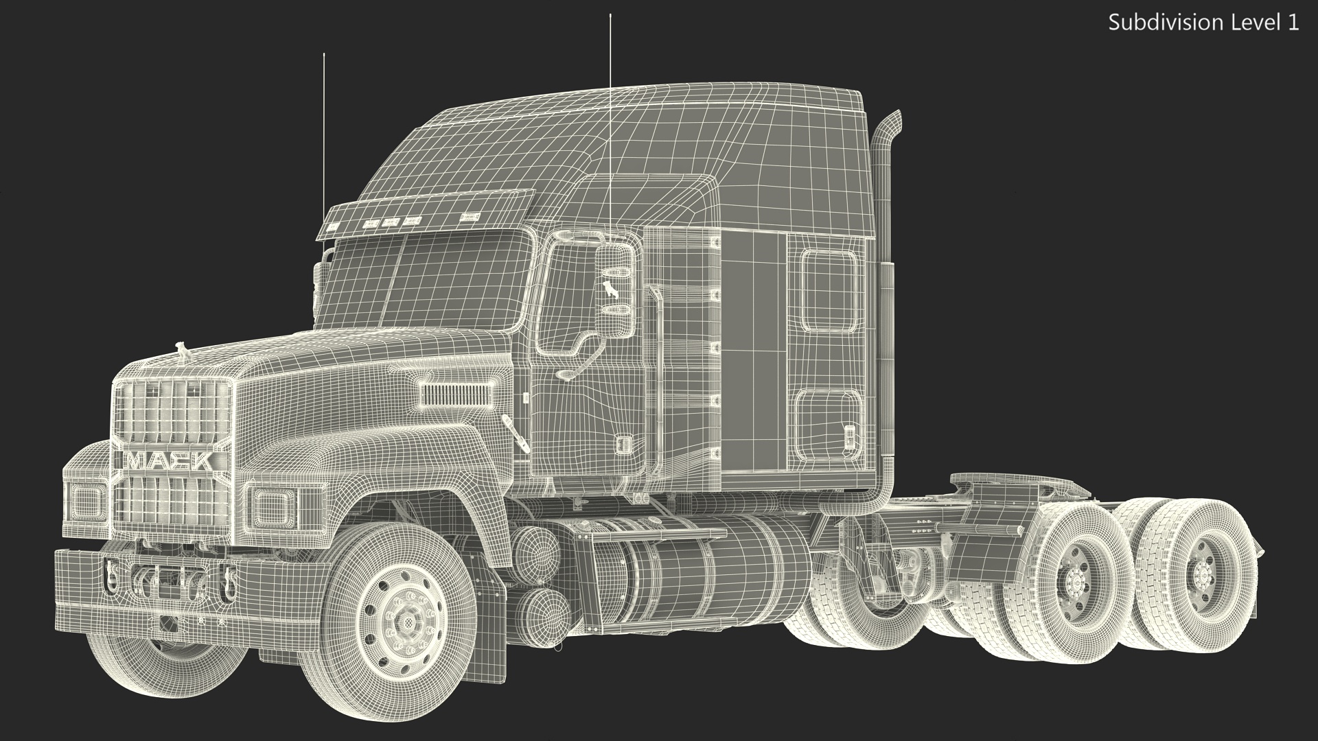 3D model Mack Pinnacle 2025 Semi Truck Black