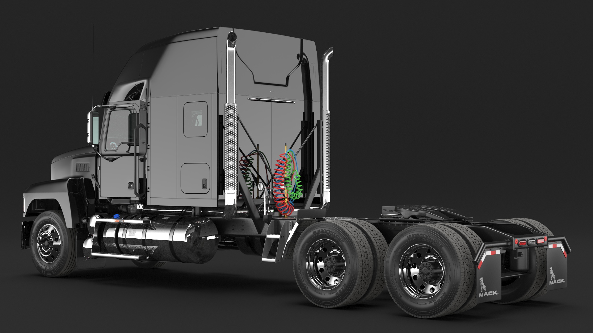 3D model Mack Pinnacle 2025 Semi Truck Black