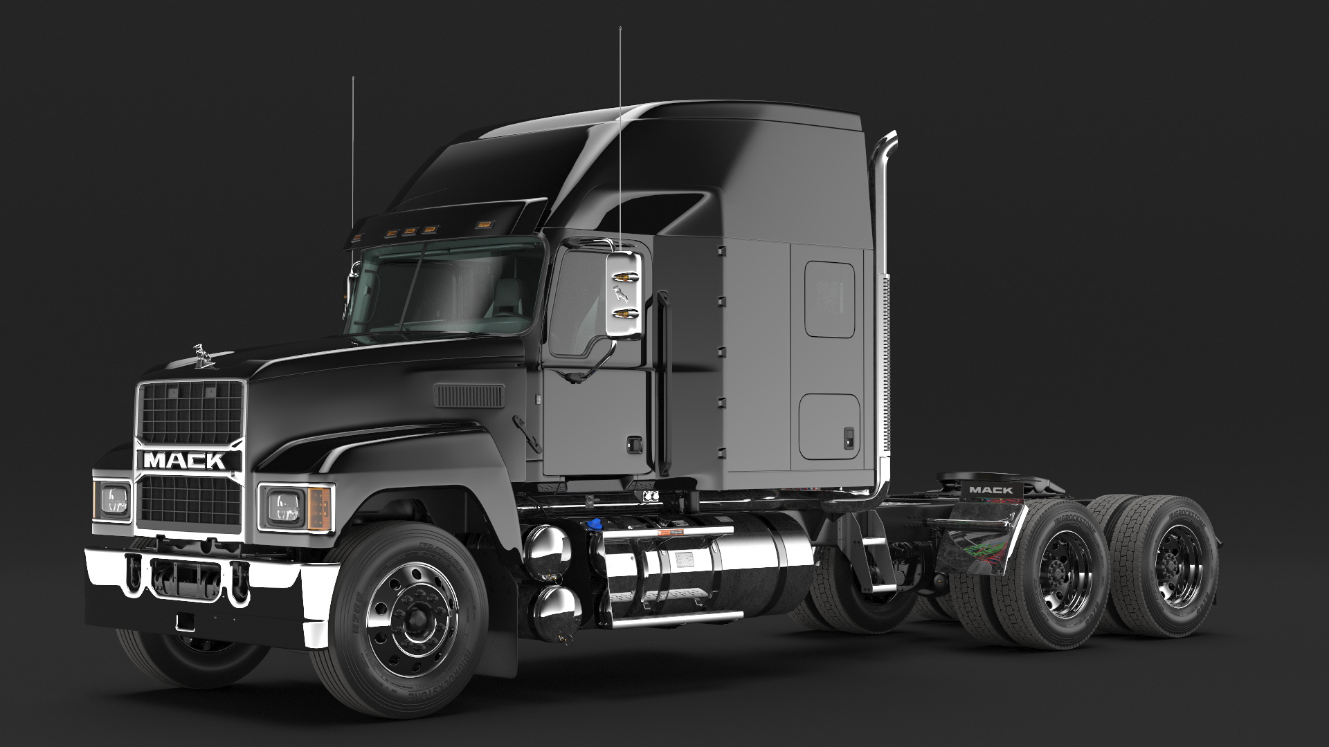 3D model Mack Pinnacle 2025 Semi Truck Black