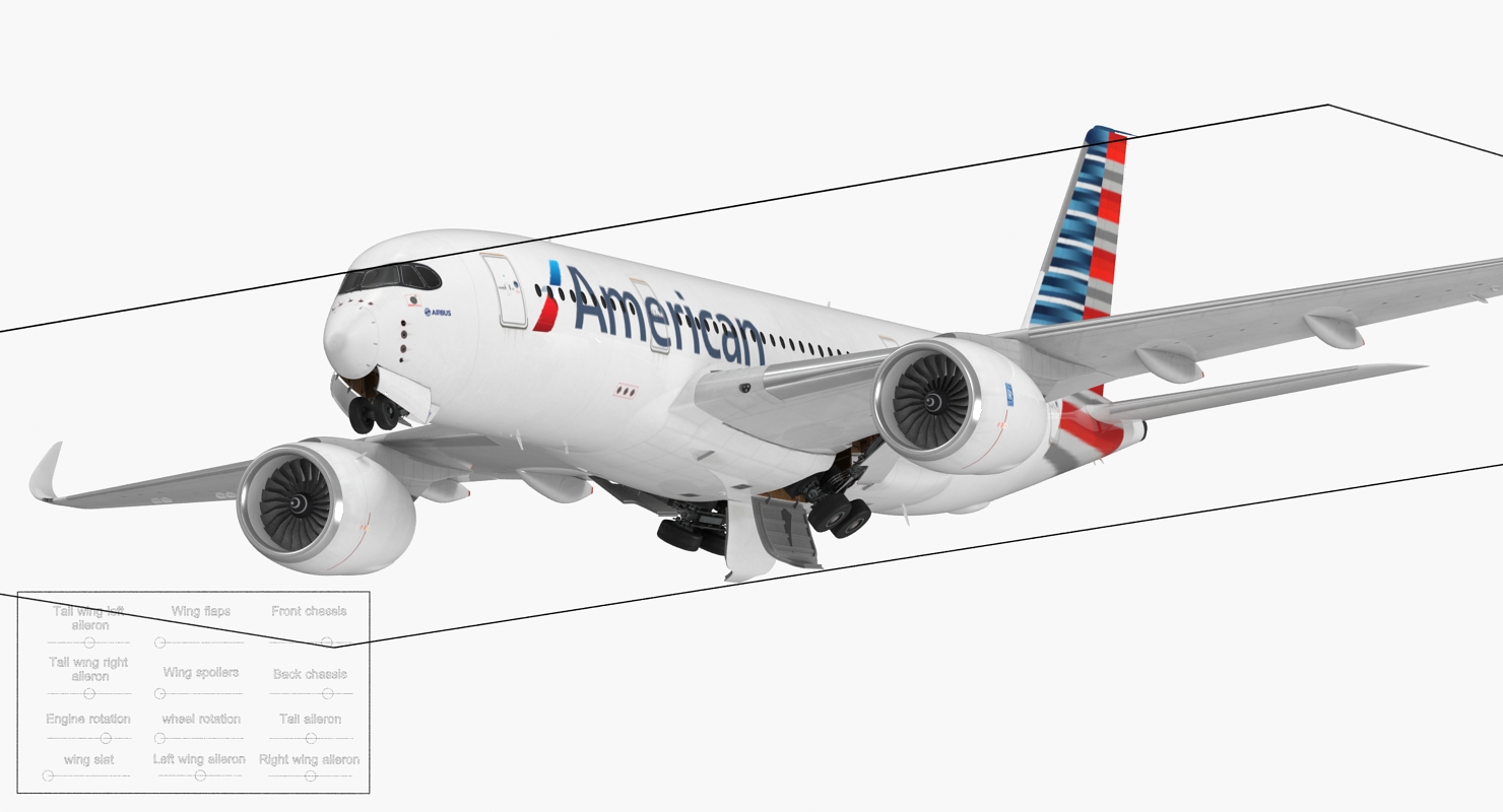 3D model Airbus A350 800 American Airlines Rigged