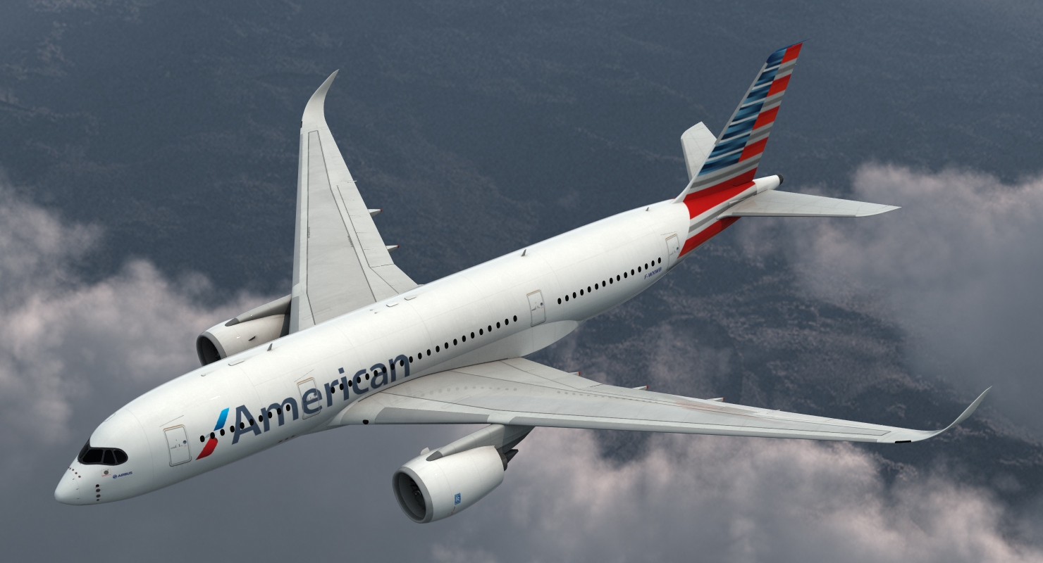 3D model Airbus A350 800 American Airlines Rigged