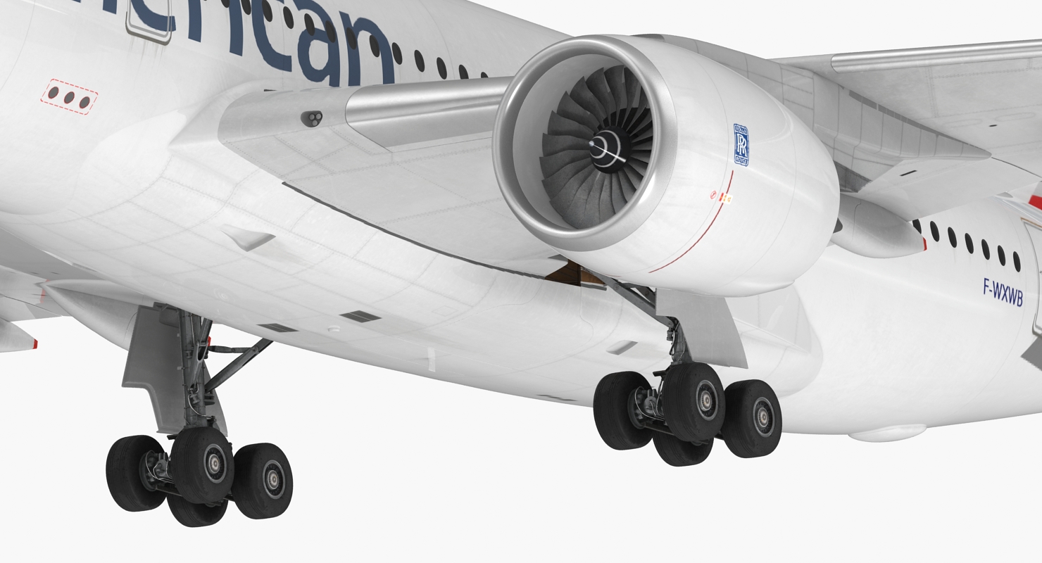 3D model Airbus A350 800 American Airlines Rigged