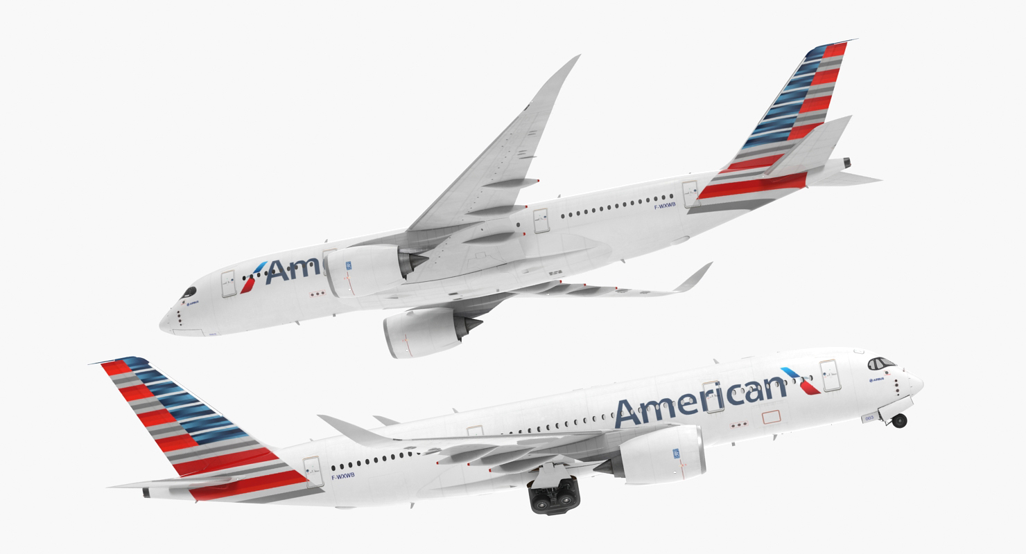 3D model Airbus A350 800 American Airlines Rigged