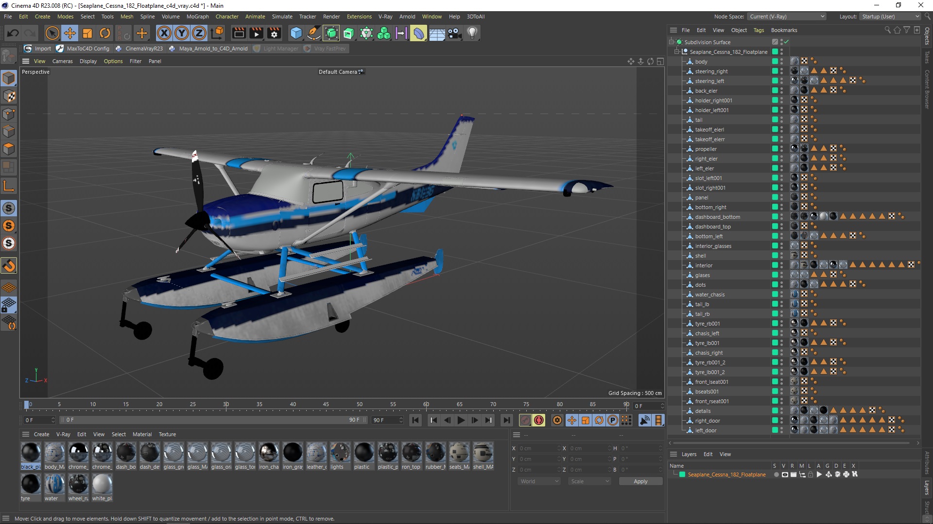 3D model Seaplane Cessna 182 Floatplane