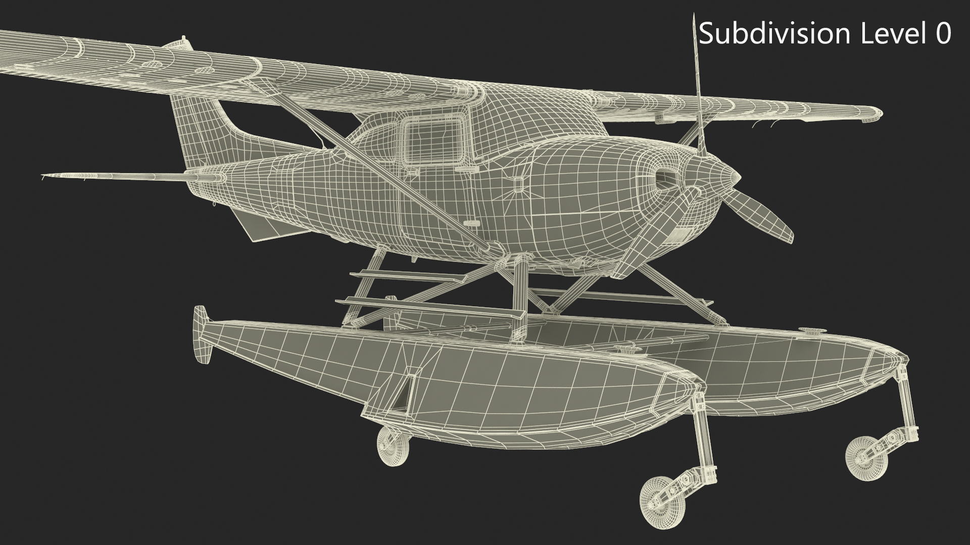 3D model Seaplane Cessna 182 Floatplane