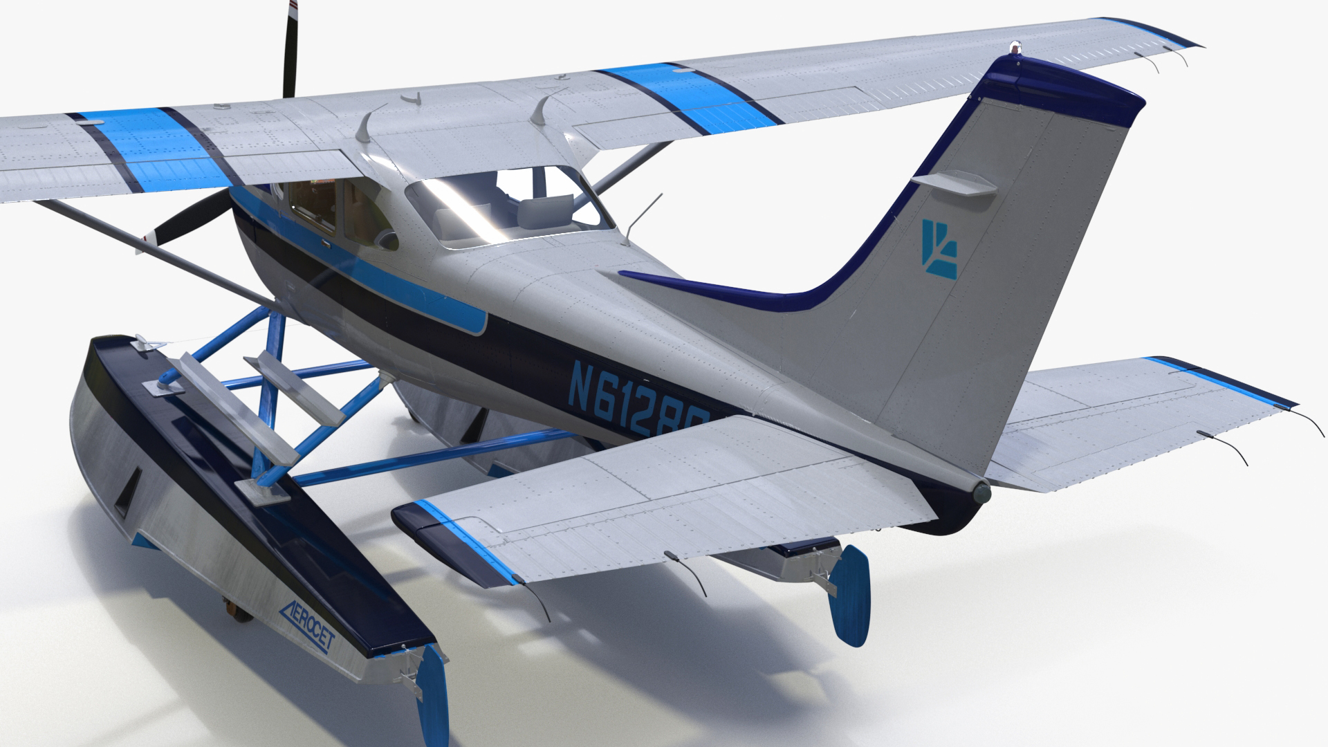 3D model Seaplane Cessna 182 Floatplane