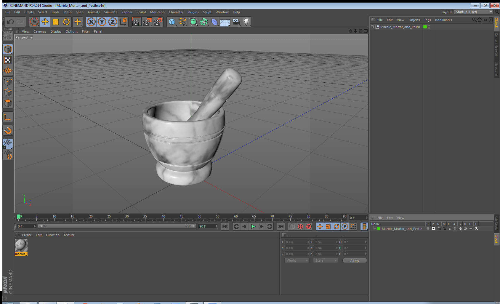 Marble Mortar and Pestle 3D model